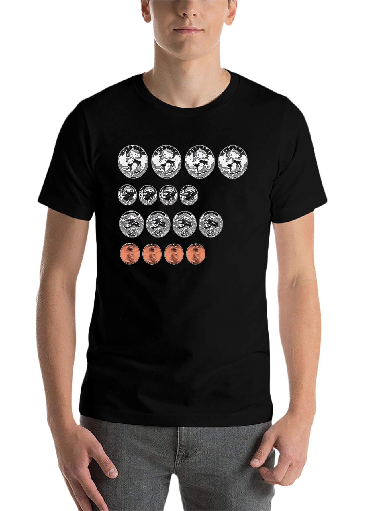 Black Coin Collector T-Shirt - Funny Money Design view 7