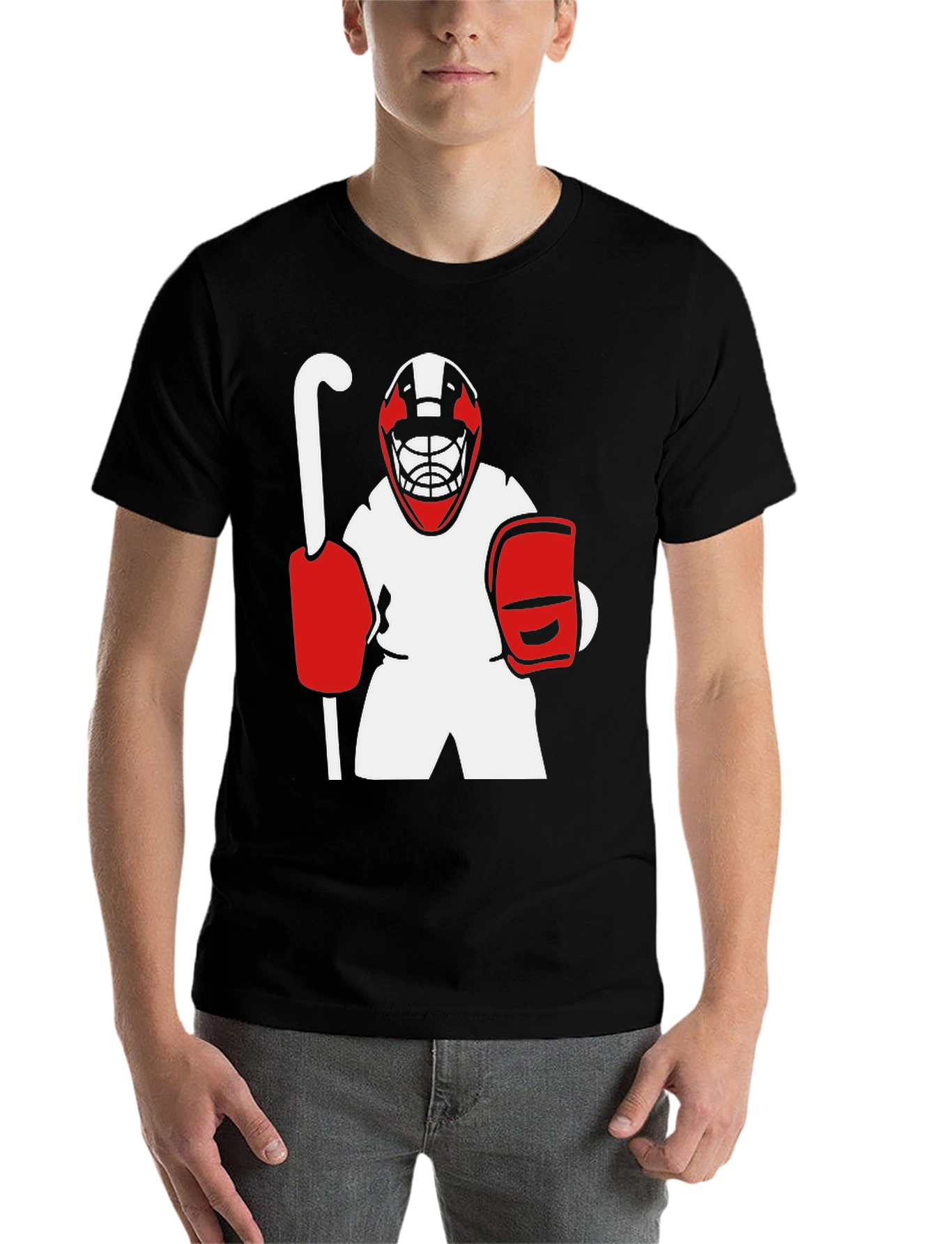 Black Hockey Goalie Graphic Tee - Black Cotton T-Shirt view 7