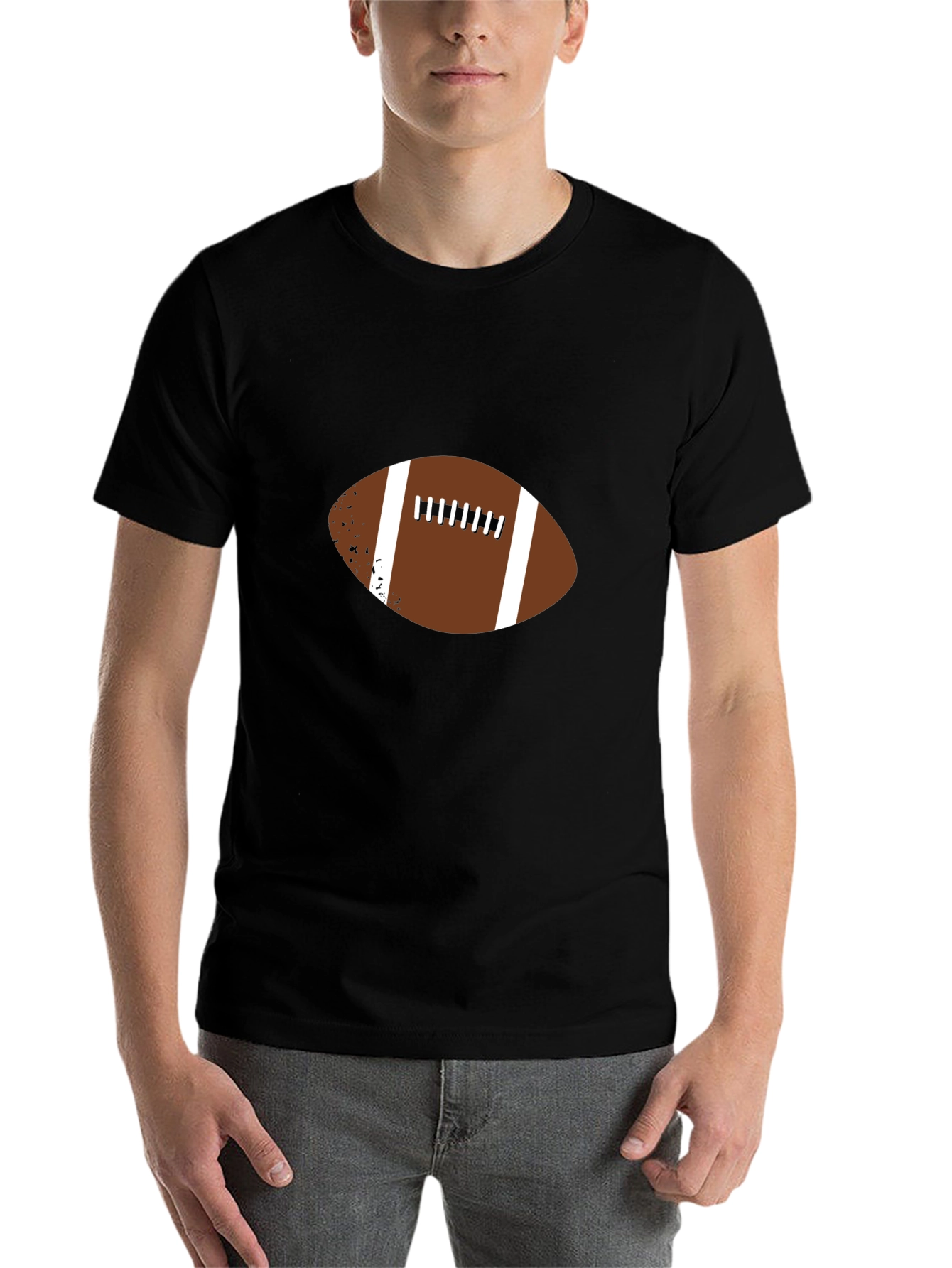 Black Football Graphic Tee - Classic Sports Style view 7