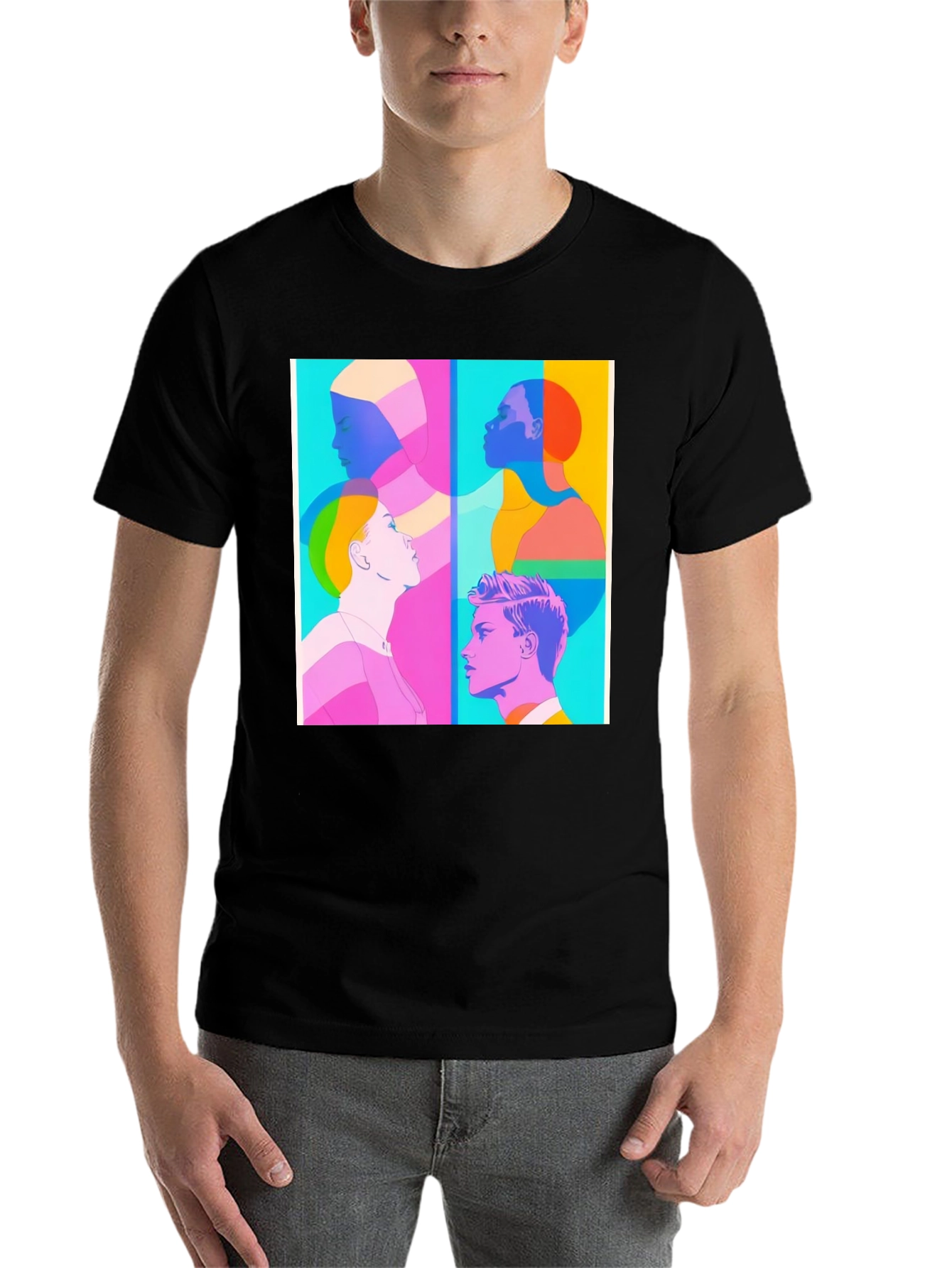 Black Modern Art Graphic Tee - Unisex Black T-Shirt view 7