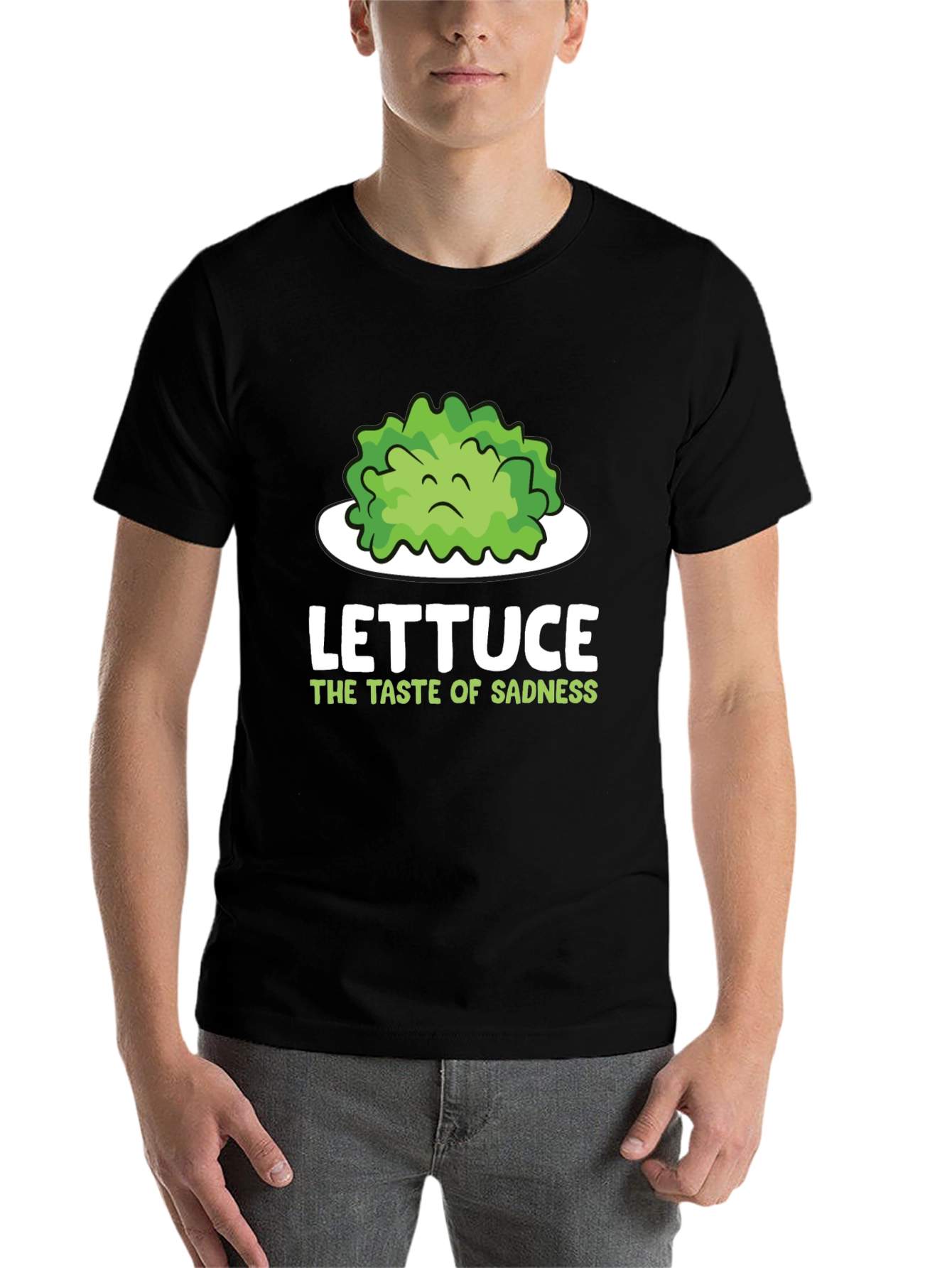 Black Lettuce Taste of Sadness T-Shirt - Funny Vegan Tee view 7