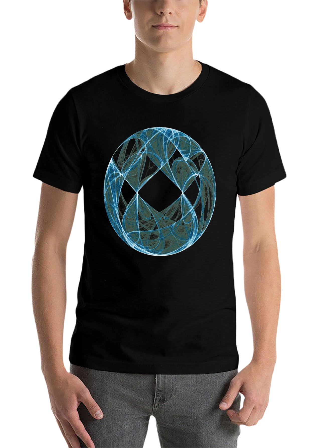 Black Abstract Sphere Graphic T-Shirt - Black view 7