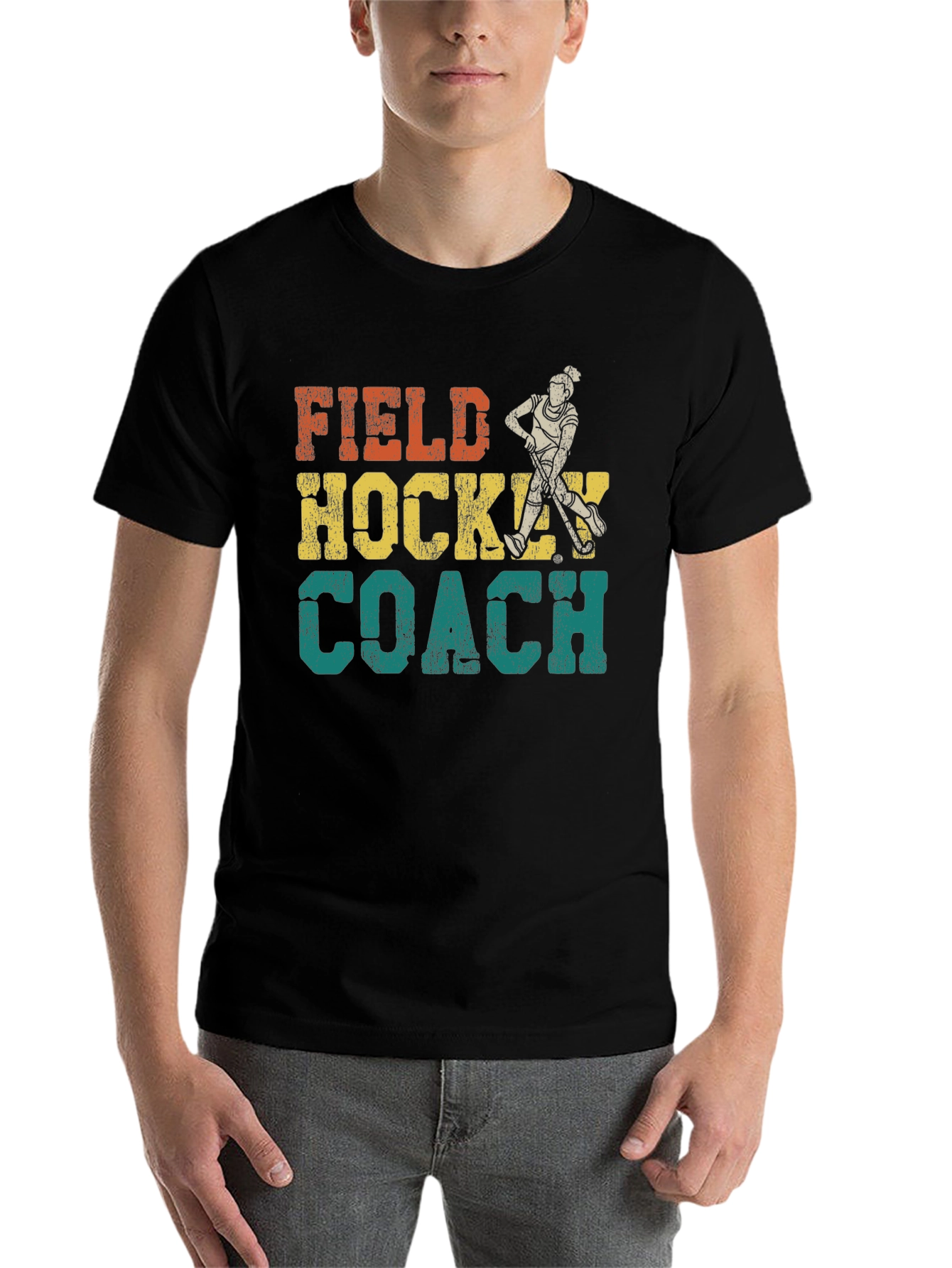 Black Field Hockey Coach Graphic Tee view 7