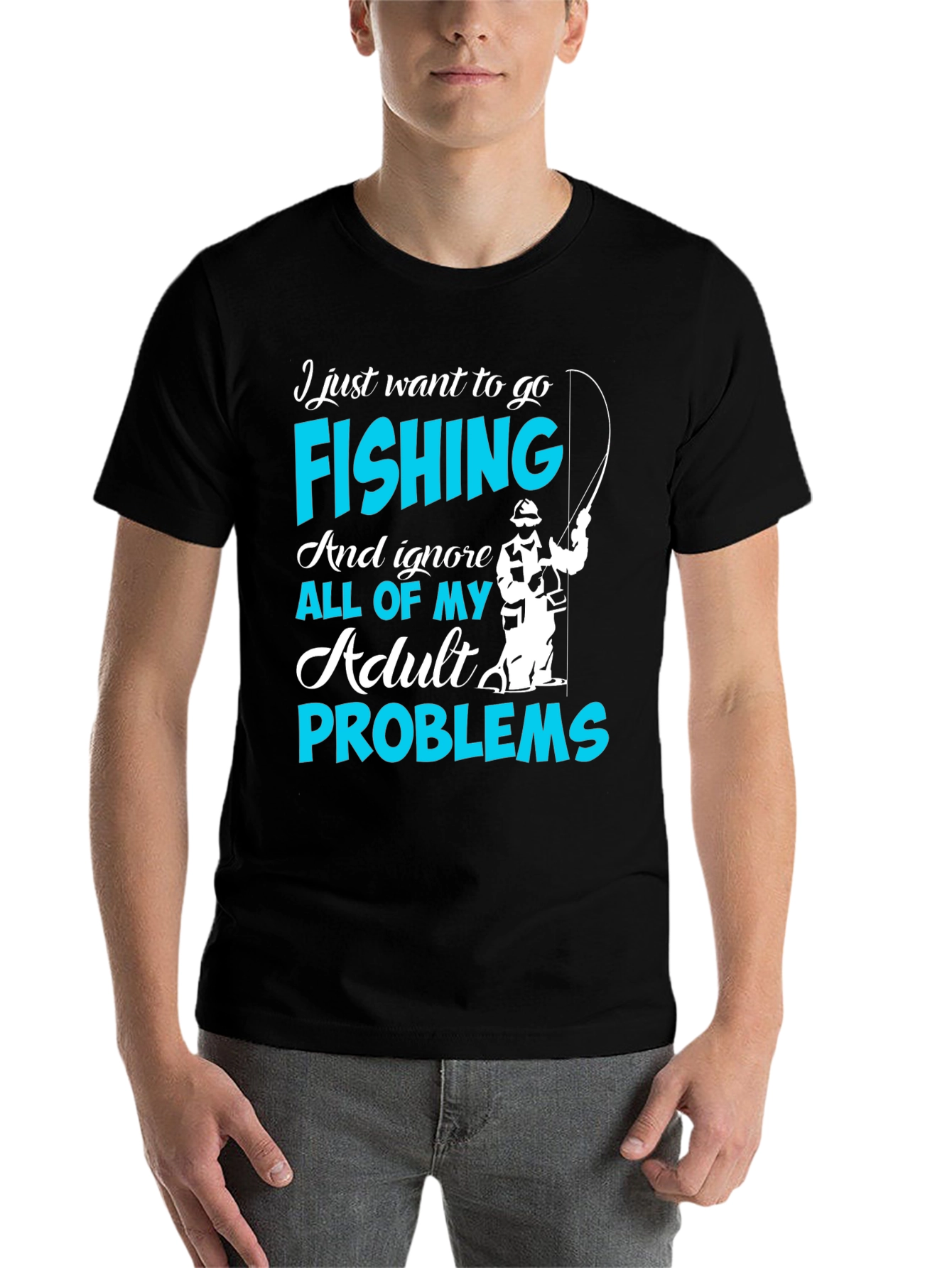 Black Fishing T-Shirt - Ignore Adult Problems view 7
