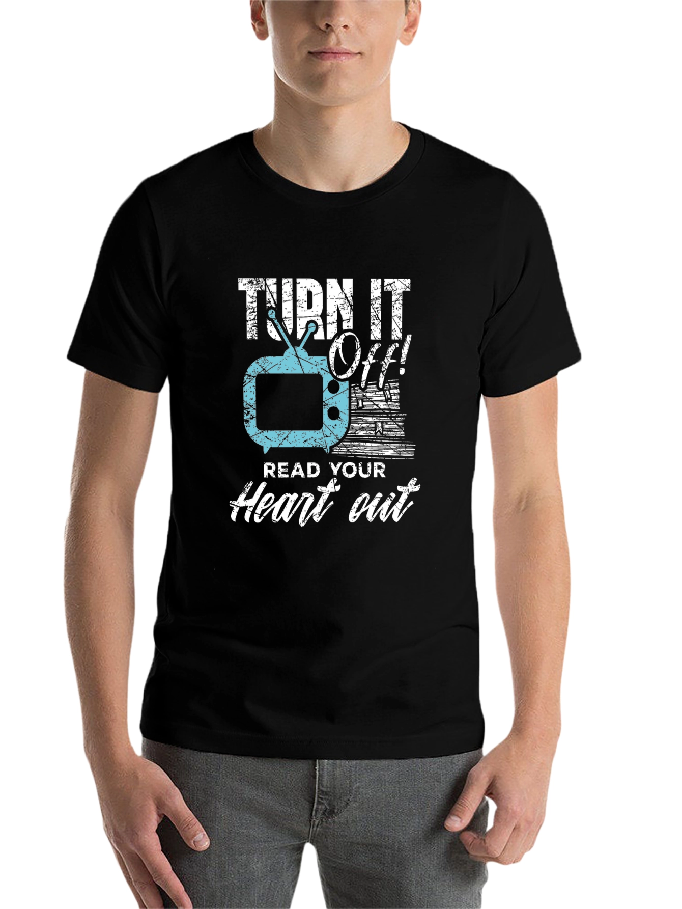Black Turn It Off! Read Your Heart Out Tee view 7