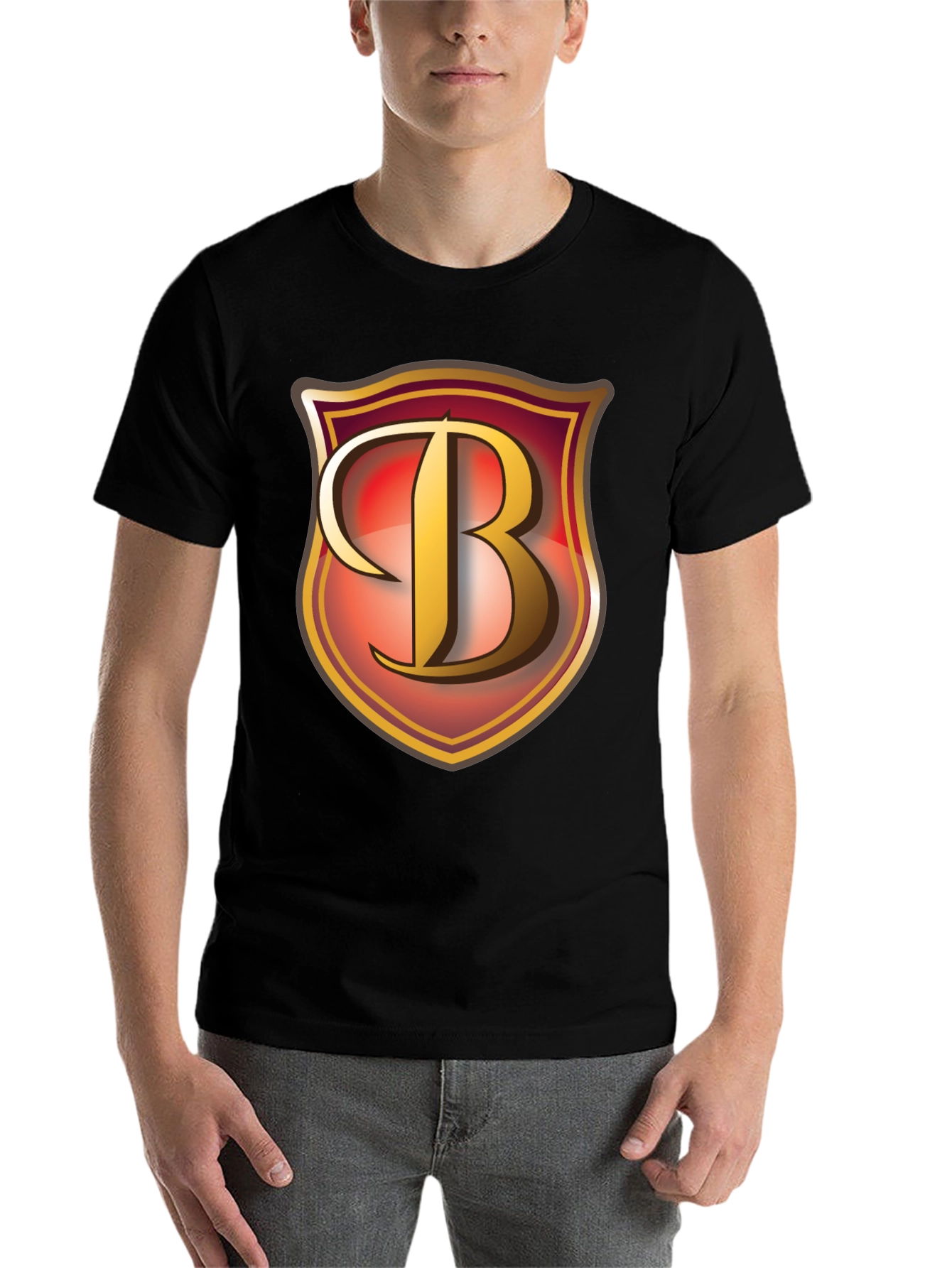 Black Letter B Shield Graphic T-Shirt view 7