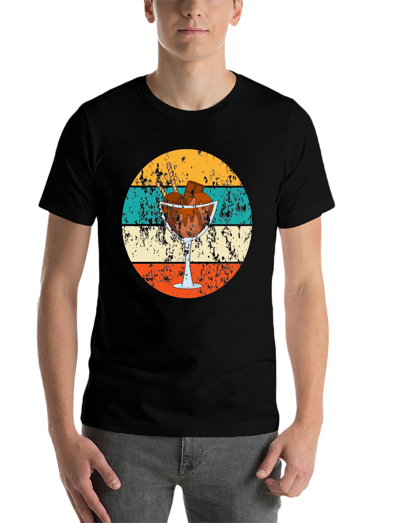 Black Retro Dessert T-Shirt - Chocolate Sundae Graphic Tee view 7