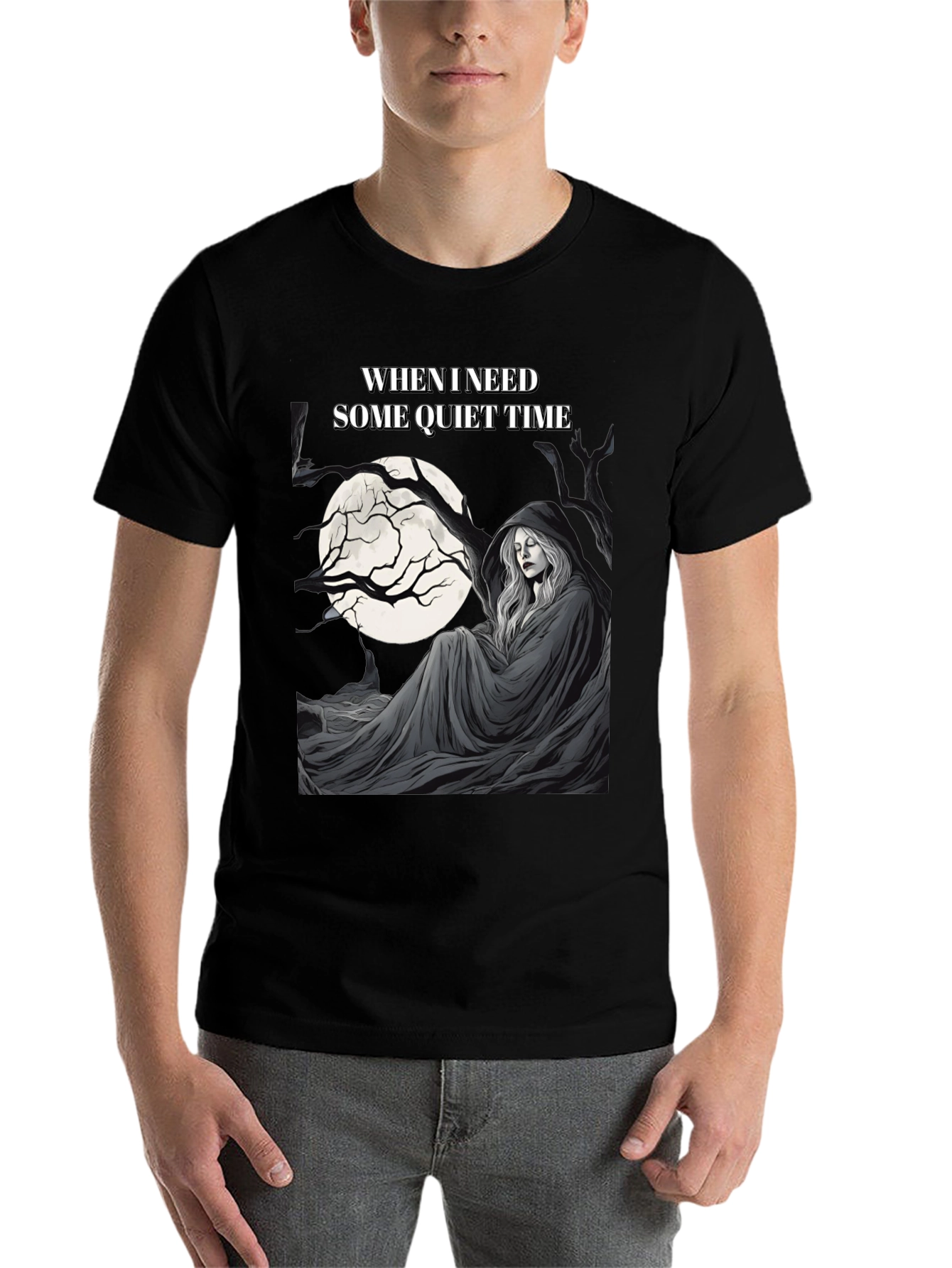 Black Quiet Time Graphic T-Shirt - Dark Humor Tee view 7