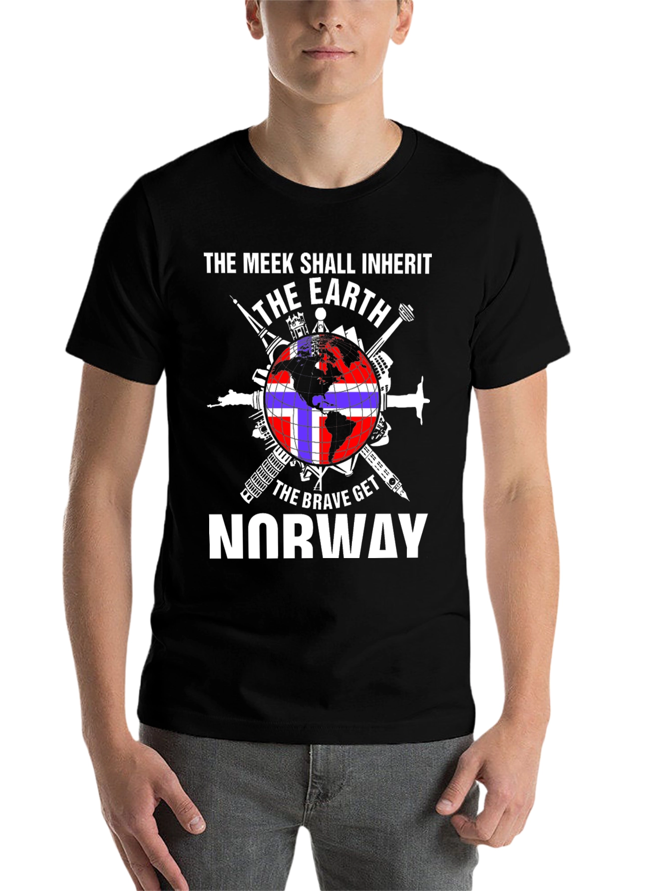 Black Meek Shall Inherit Earth, Brave Get Norway T-Shirt view 7