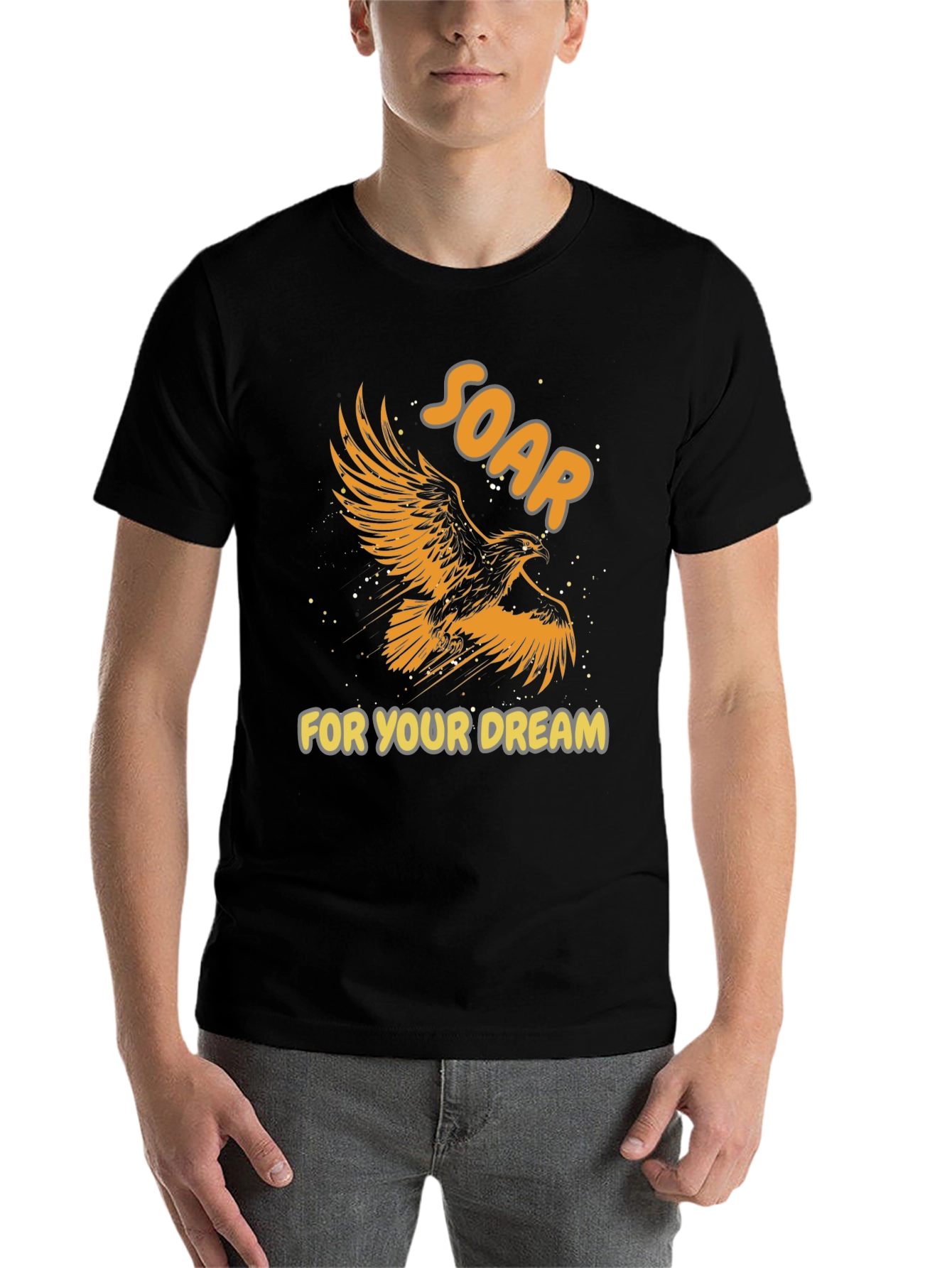 Black Soar for Your Dream Graphic Tee - Inspiring Eagle Design view 7