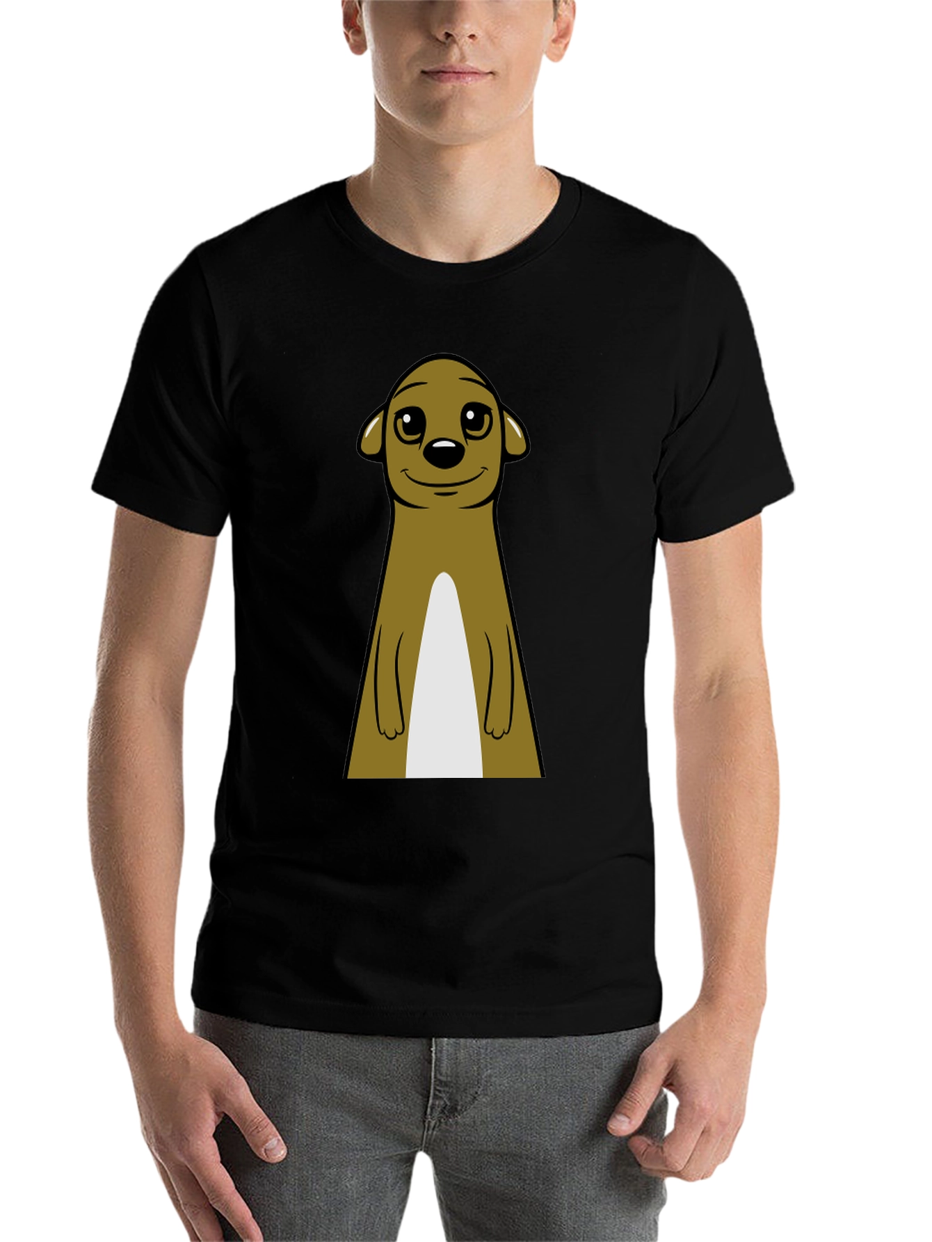 Black Meerkat Graphic Tee - Classic Crew Neck view 7