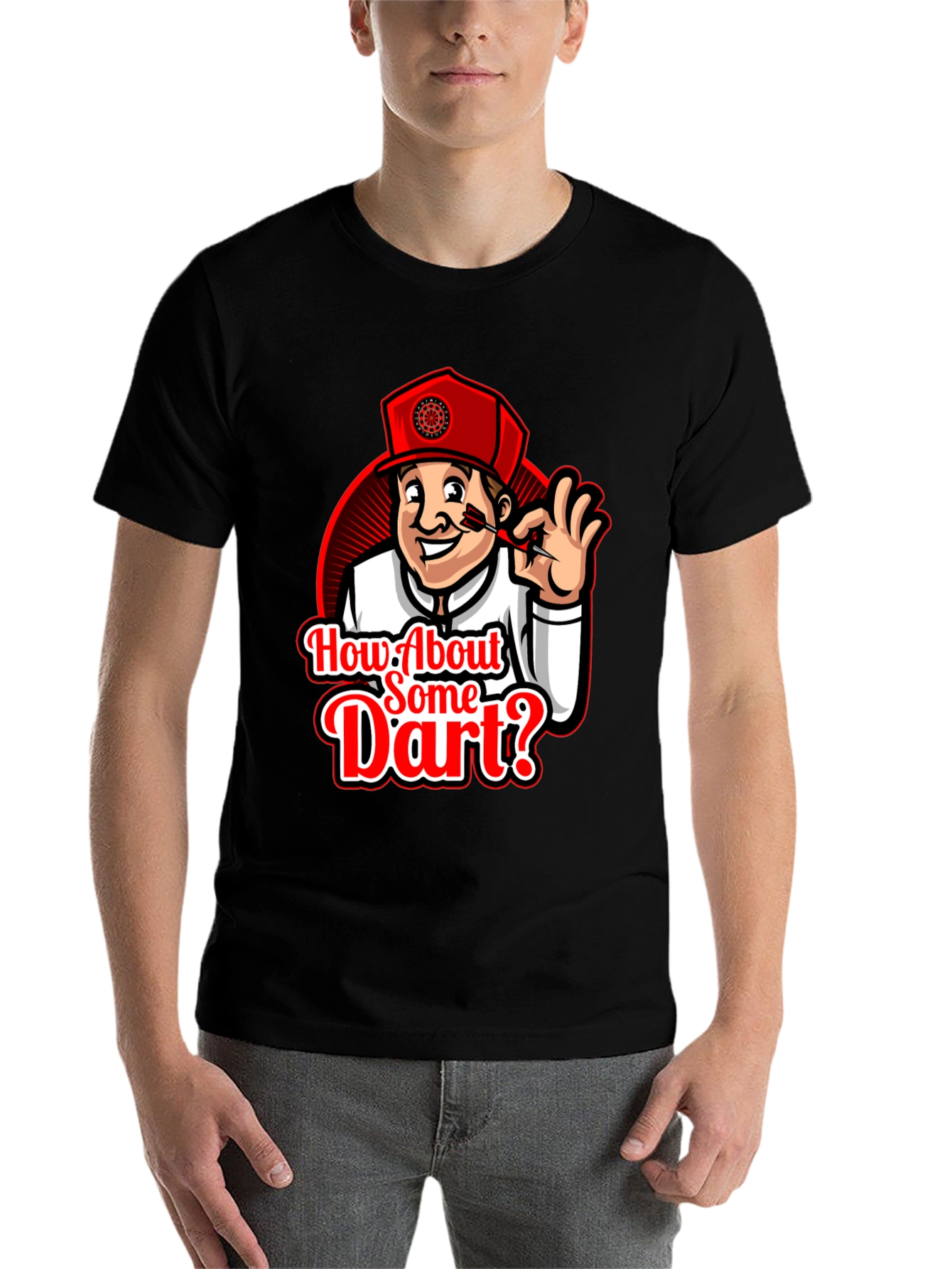 Black How About Some Dart? T-Shirt - Dart Game Tee view 7