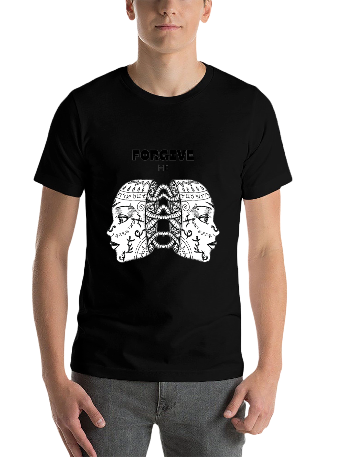 Black Forgive Me Graphic Print Black T-Shirt view 7