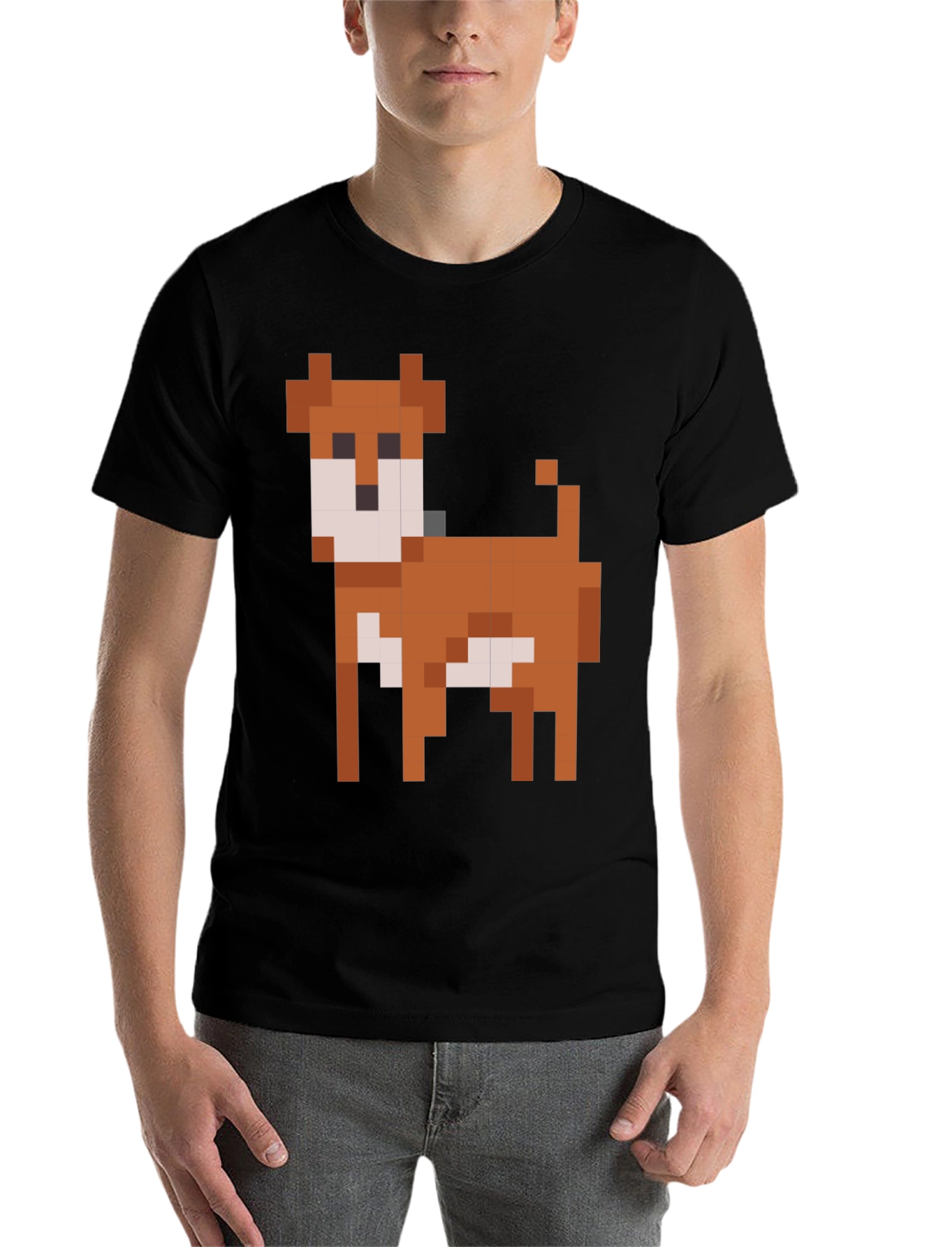 Black Pixel Dog Graphic T-Shirt - Black Cotton Blend view 7
