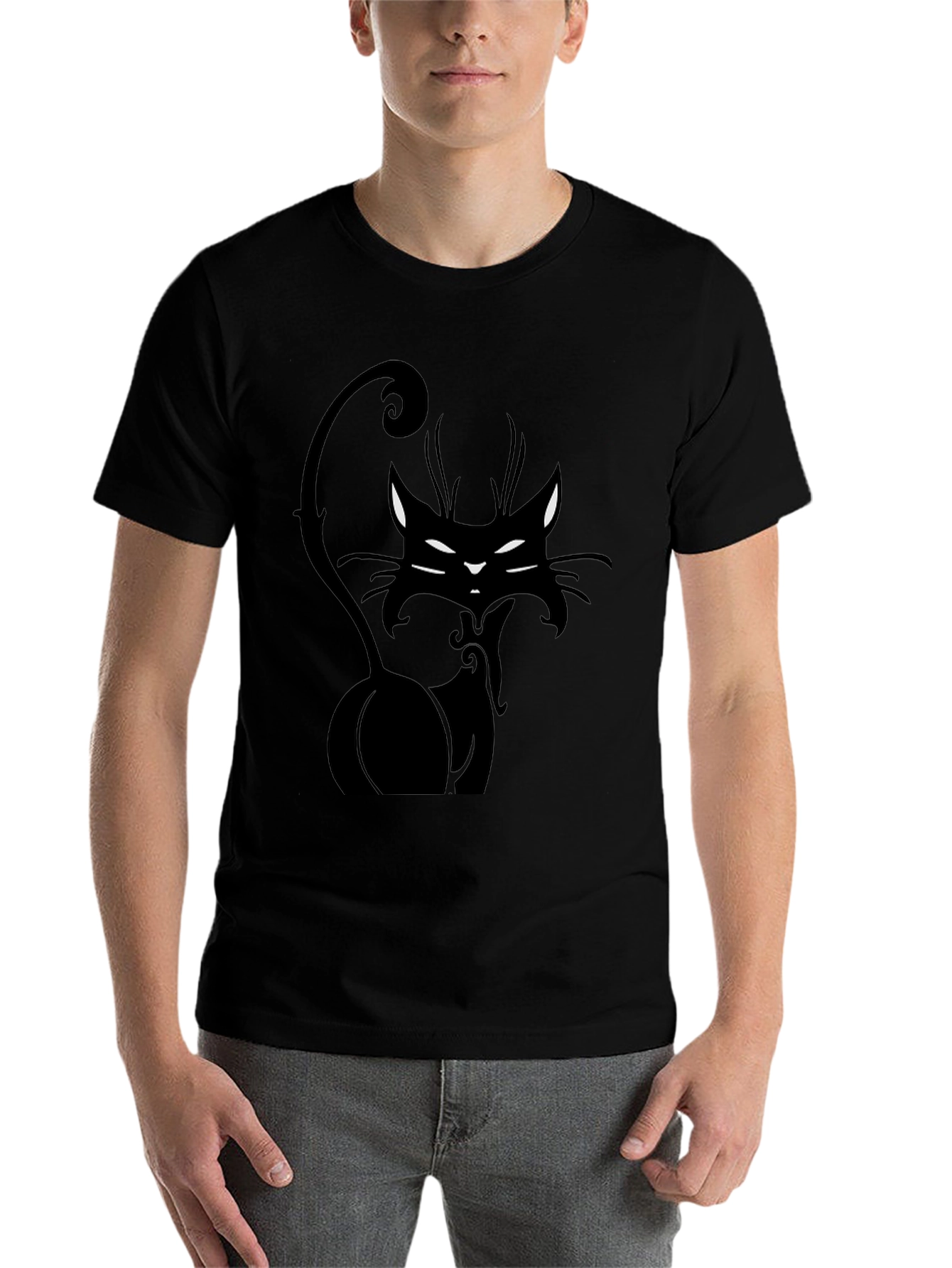 Black Black Cat Graphic Tee - Stylish Men's T-Shirt view 7