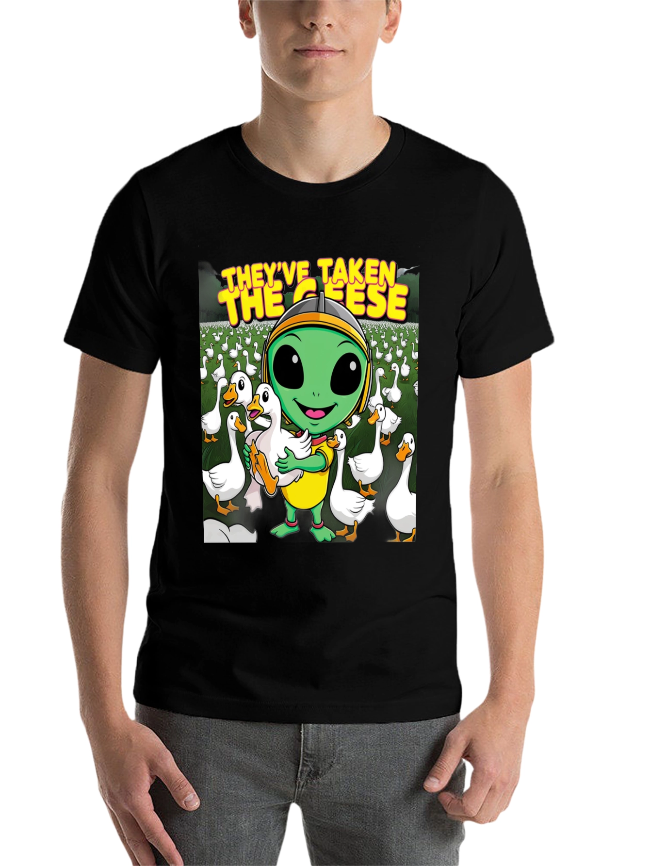 Black Alien Goose T-Shirt - They've Taken the Geese! view 7