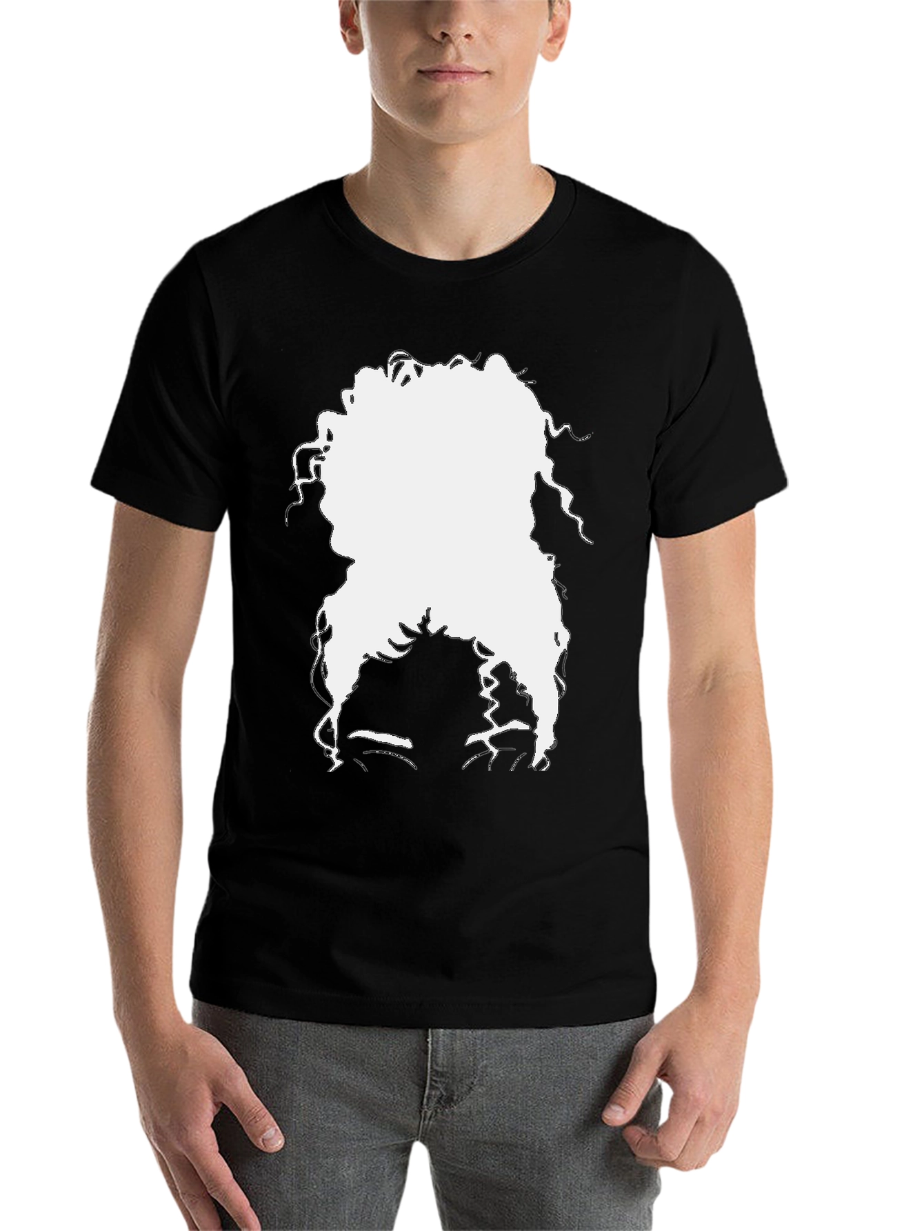 Black Silhouette Afro T-Shirt - Black Casual Tee view 7