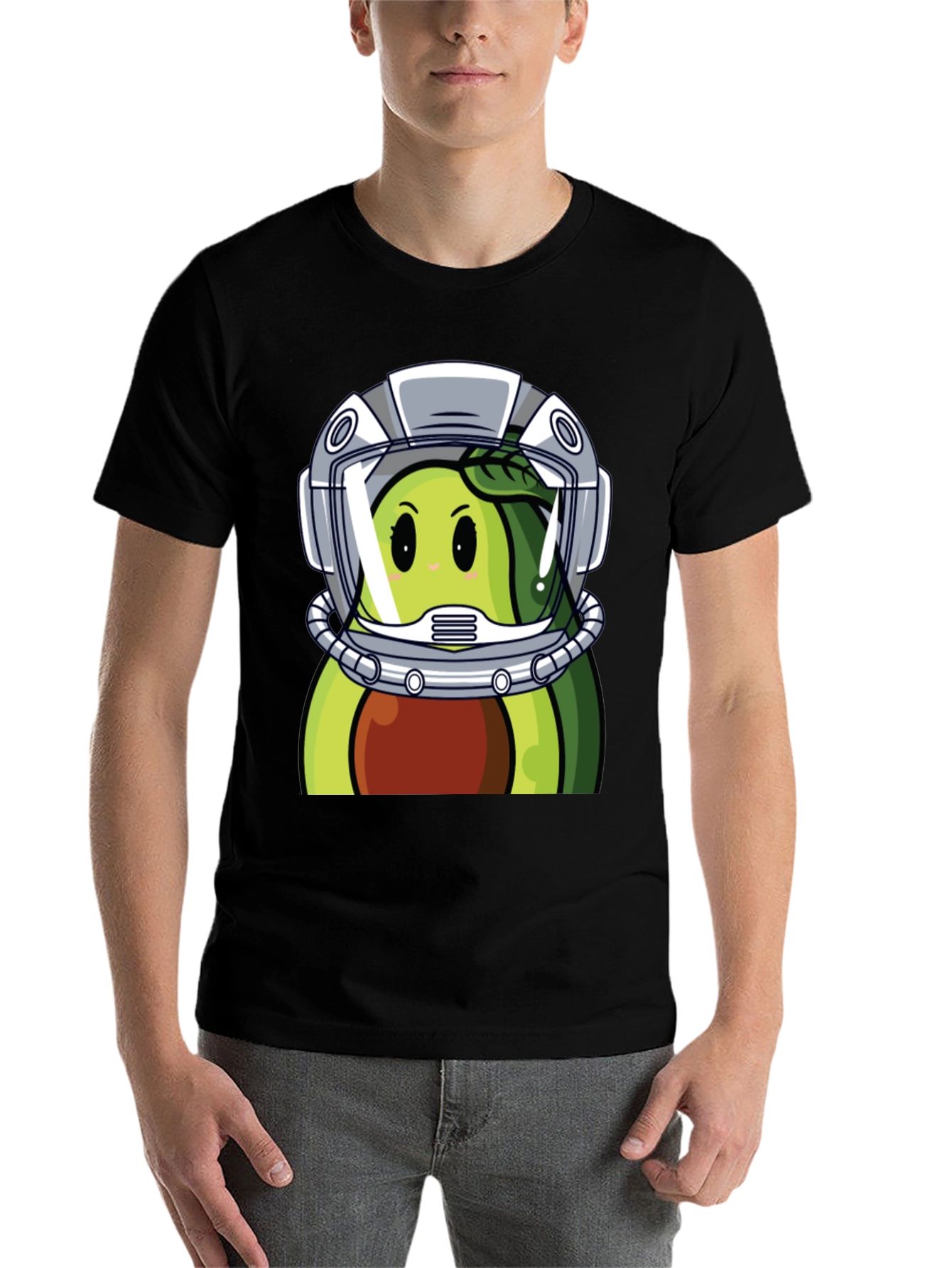 Black Avocado Astronaut Graphic Tee - Unique Black T-Shirt view 7