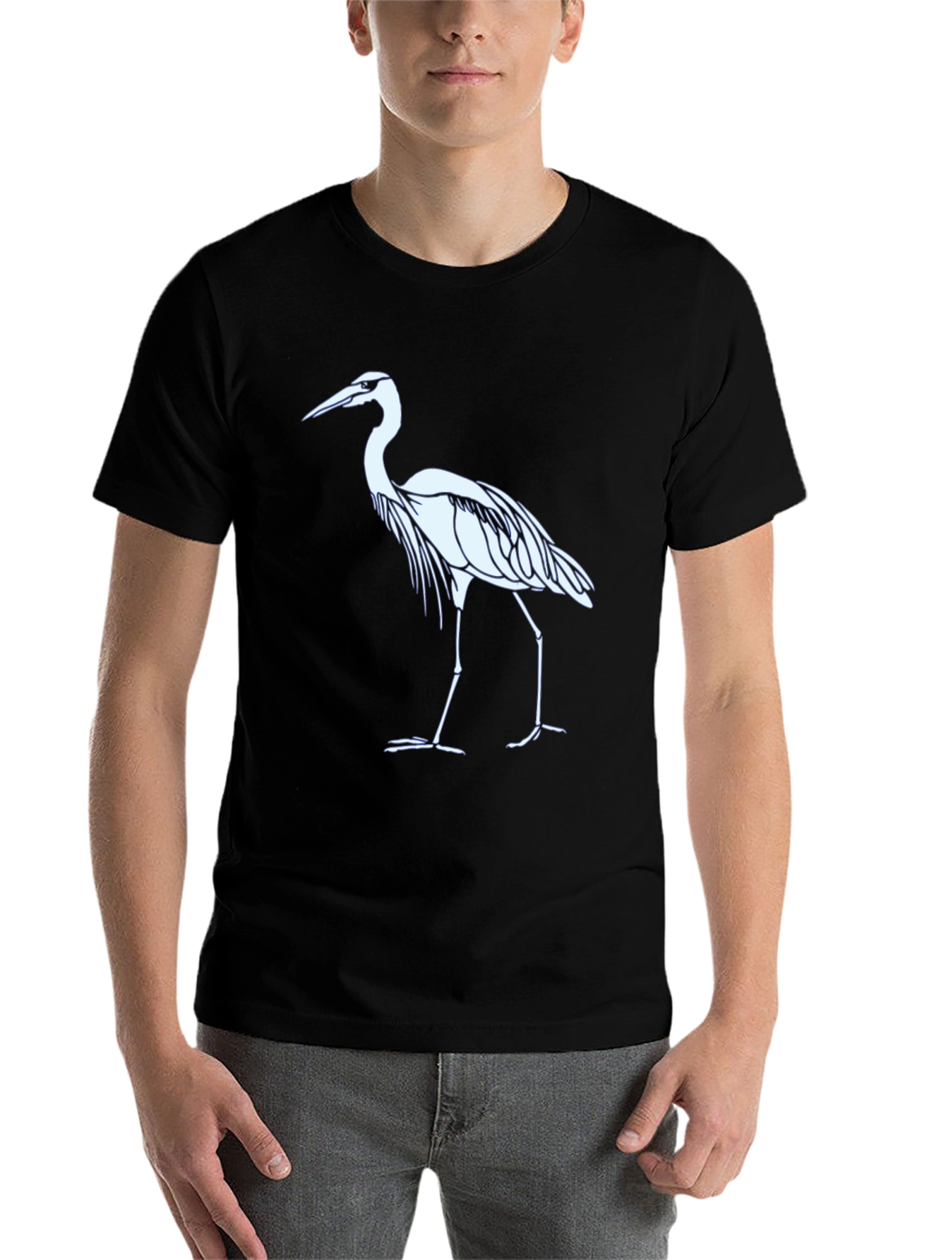 Black Heron Graphic Tee - Black Cotton Blend T-Shirt view 7