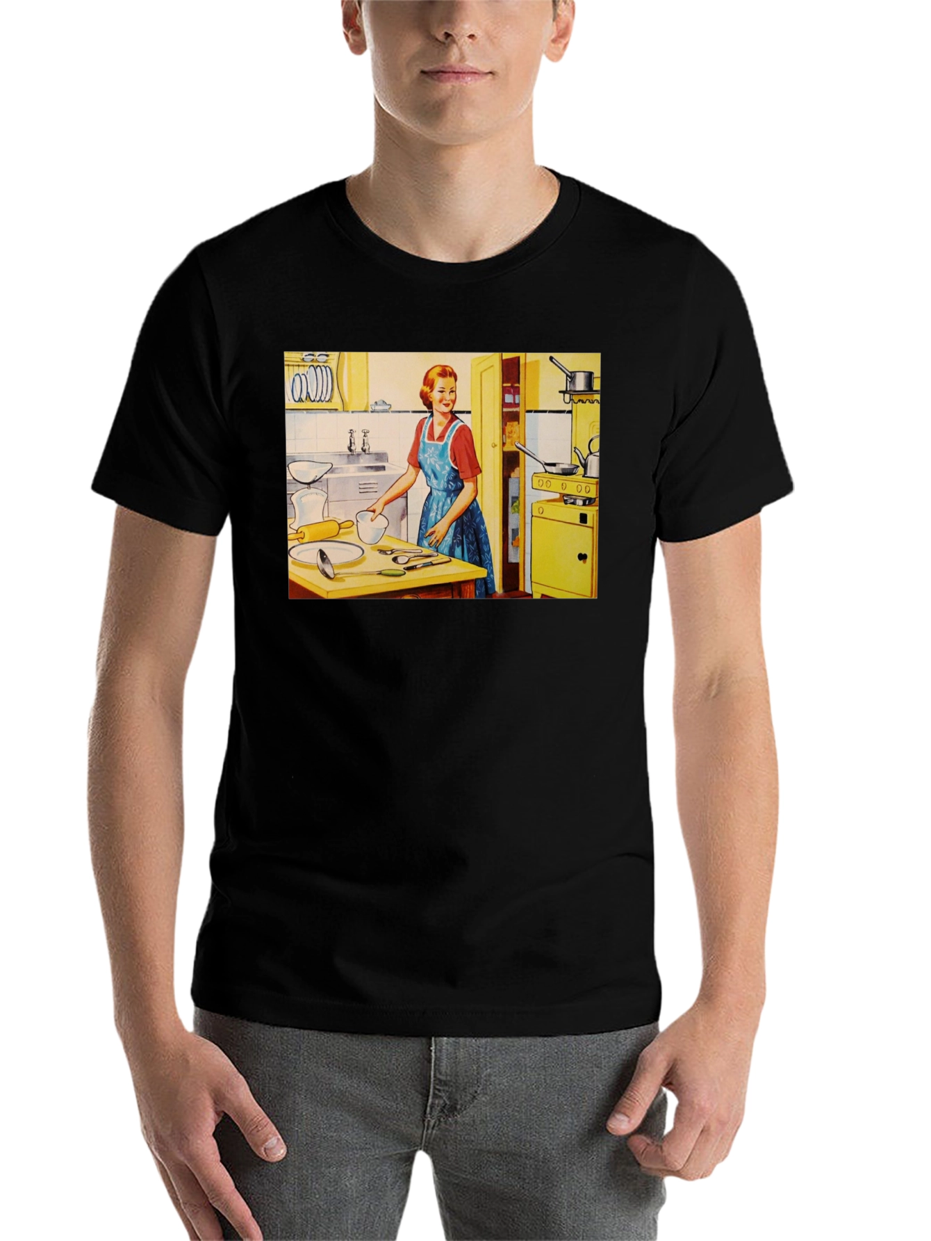 Black Retro Kitchen T-Shirt - Vintage Housewife Tee view 7