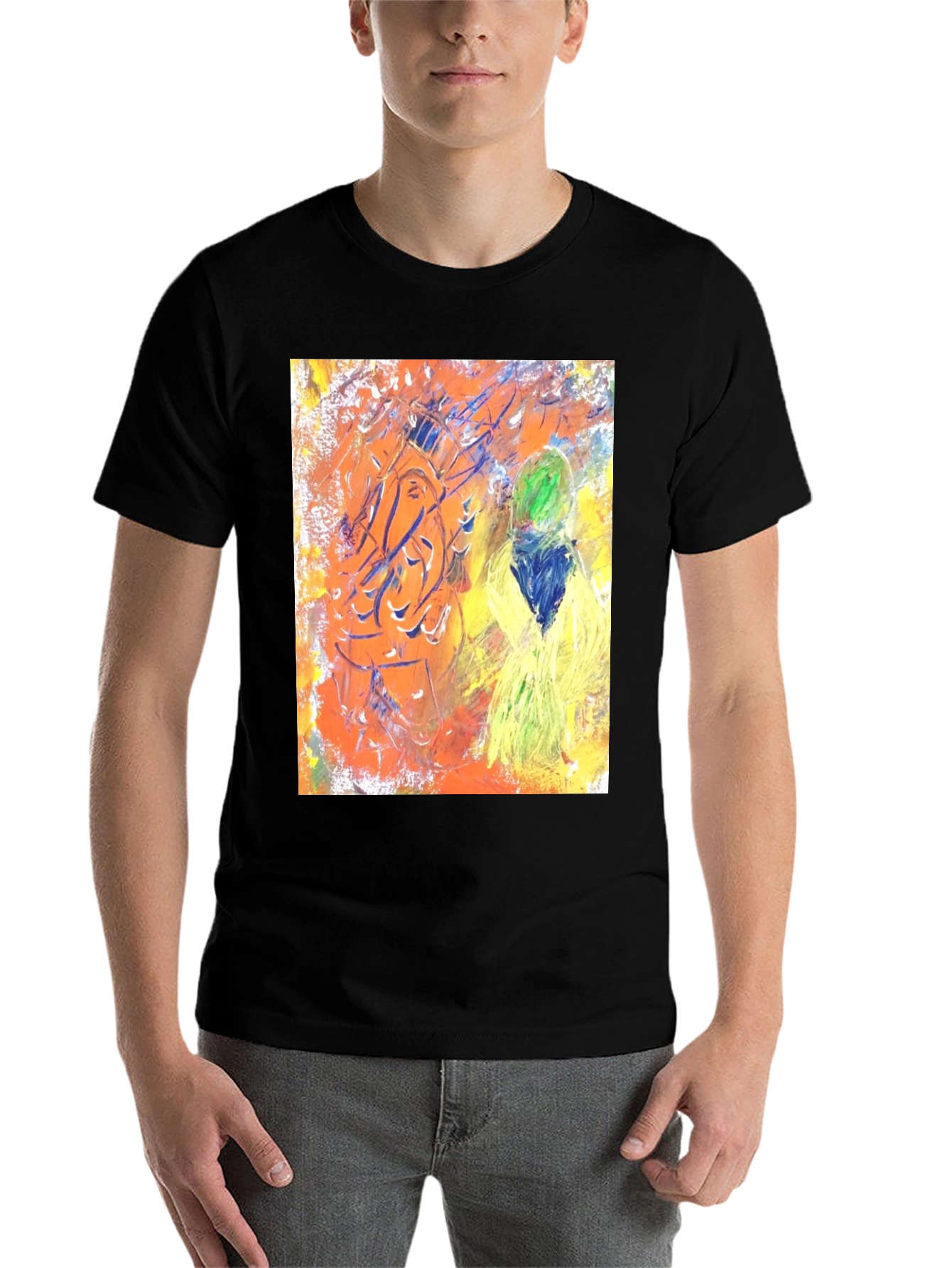 Black Abstract Art Graphic Tee - Unisex Black T-Shirt view 7