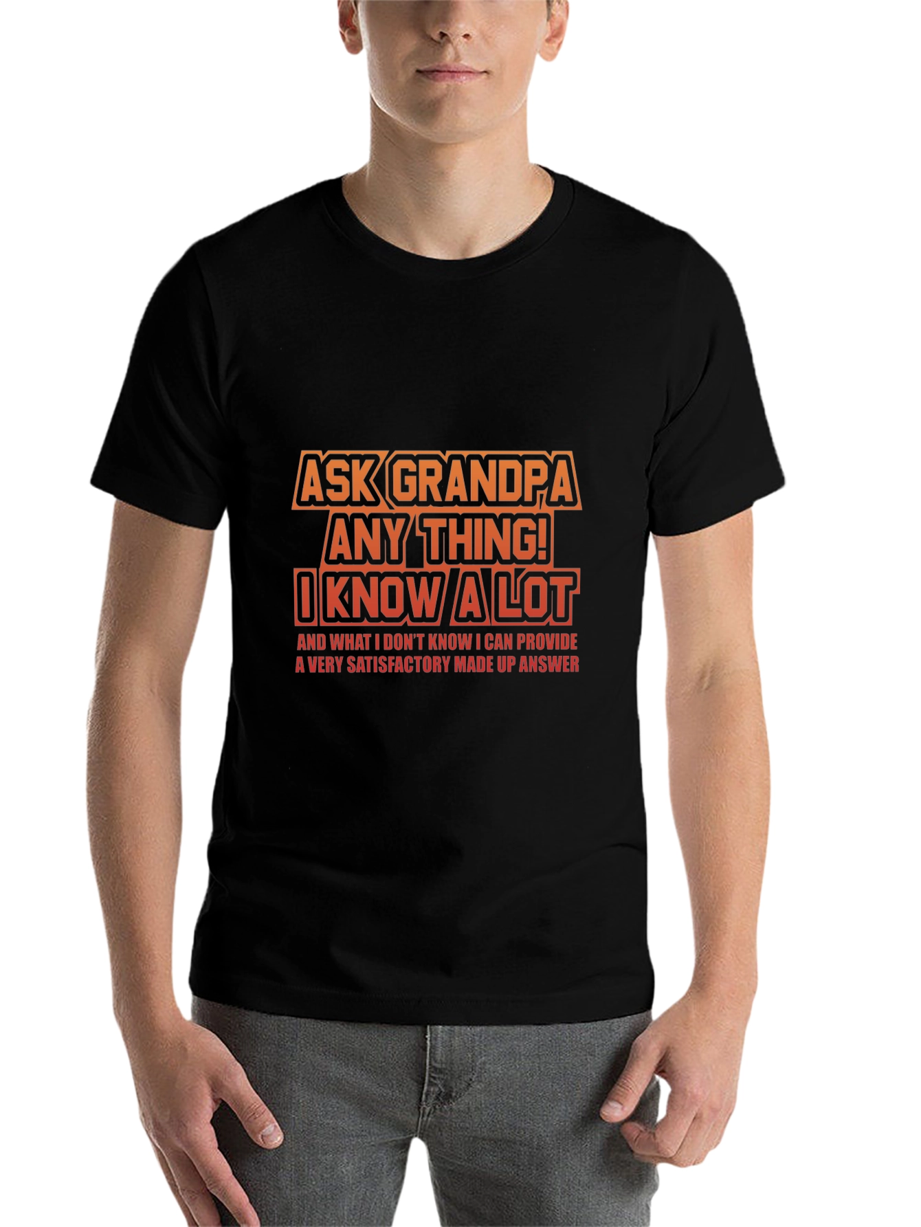 Black Ask Grandpa Anything T-Shirt: Funny Gift for Grandfathers view 7