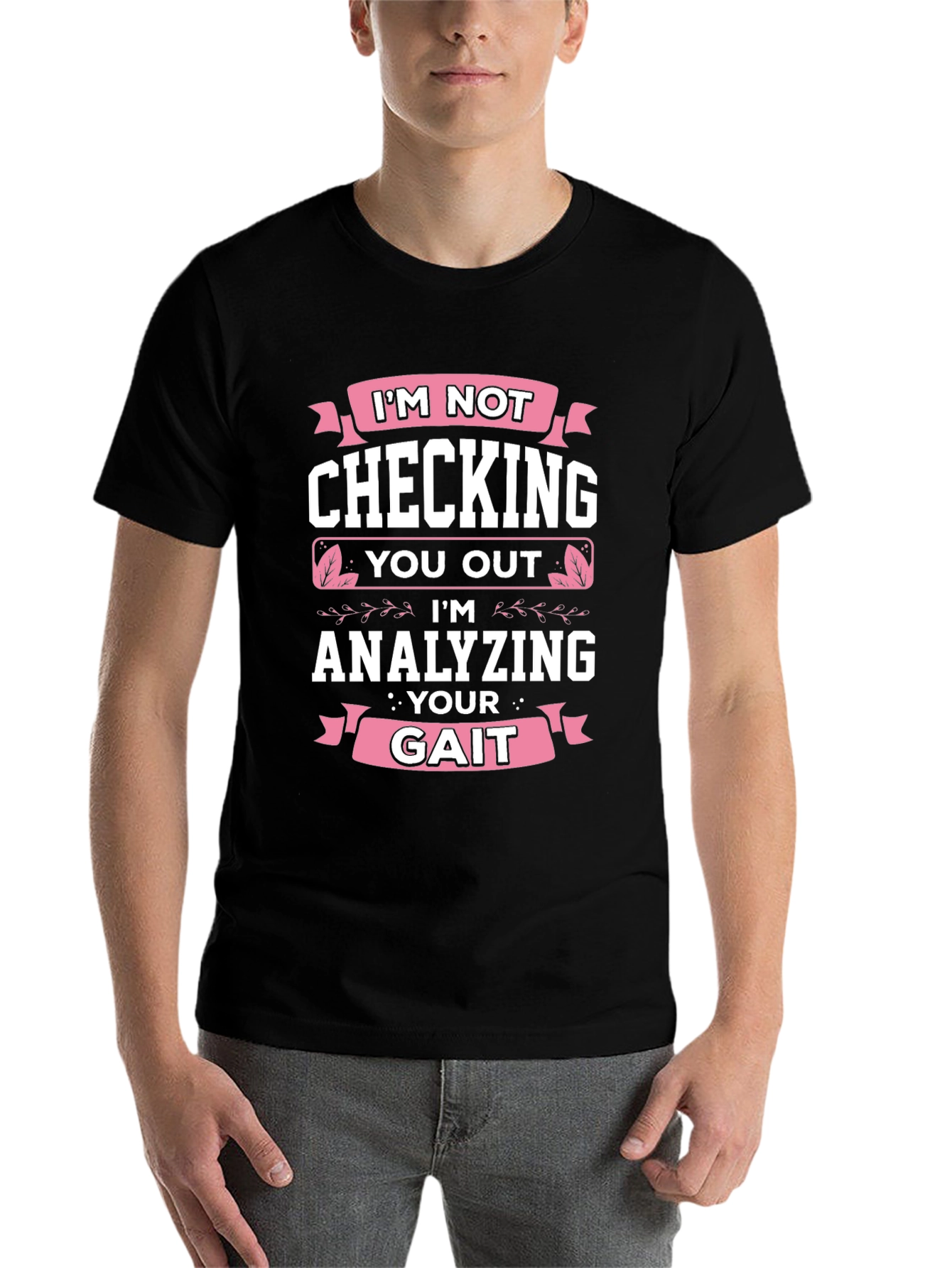 Black Analyzing Your Gait Funny Black T-Shirt view 7