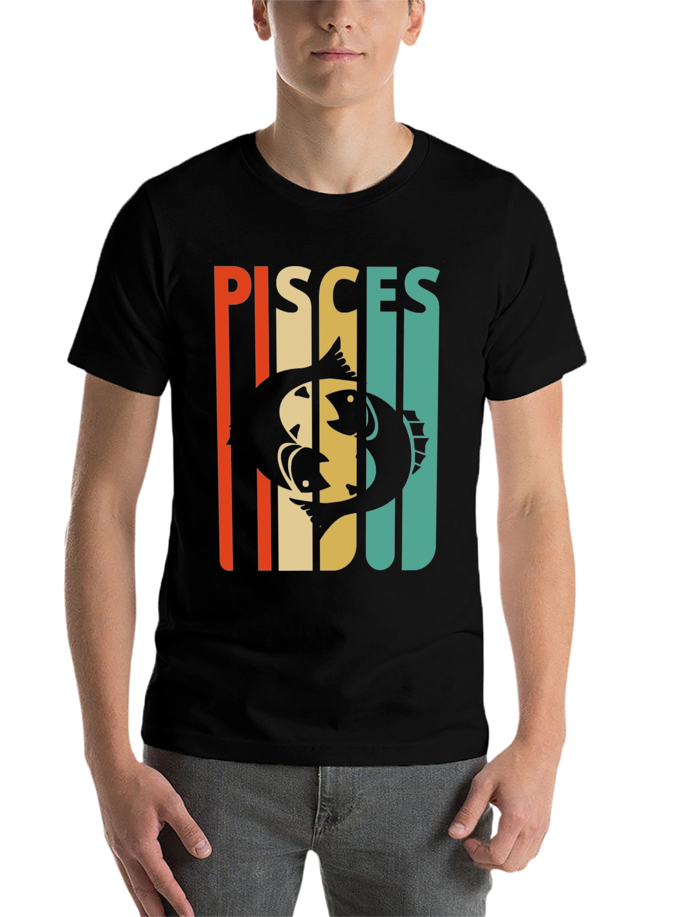 Black Pisces Zodiac Sign Graphic T-Shirt view 7