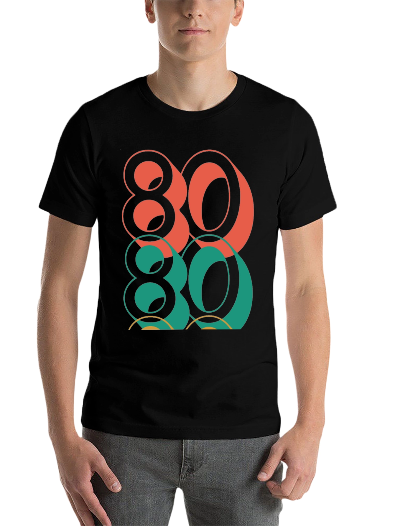 Black Retro 80's Graphic Tee - Bold Style view 7