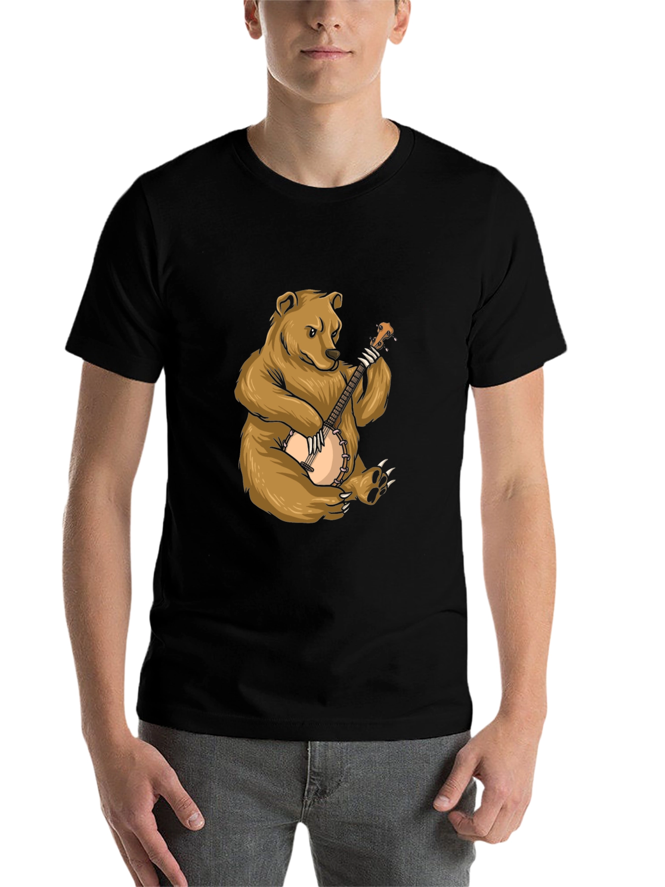 Black Bear Playing Banjo Graphic Tee view 7