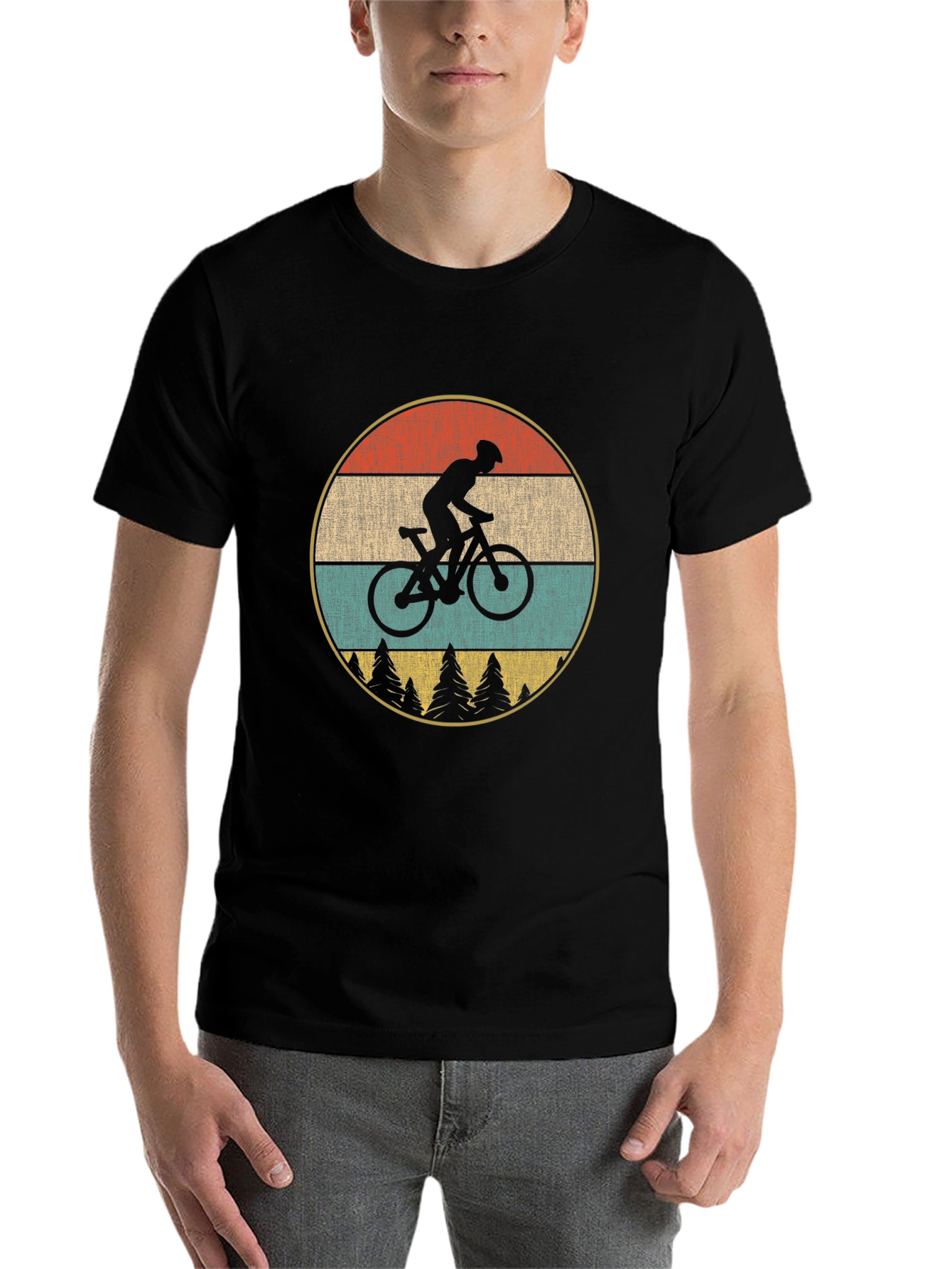 Black Retro Mountain Bike T-Shirt view 7