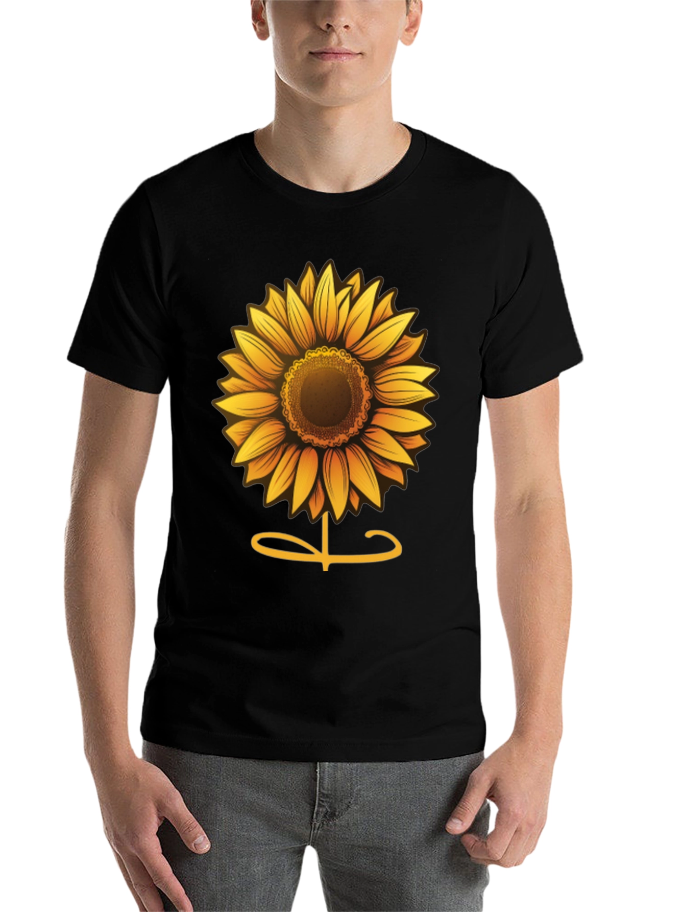 Black Sunflower Graphic Tee - Soft Cotton Comfort view 7