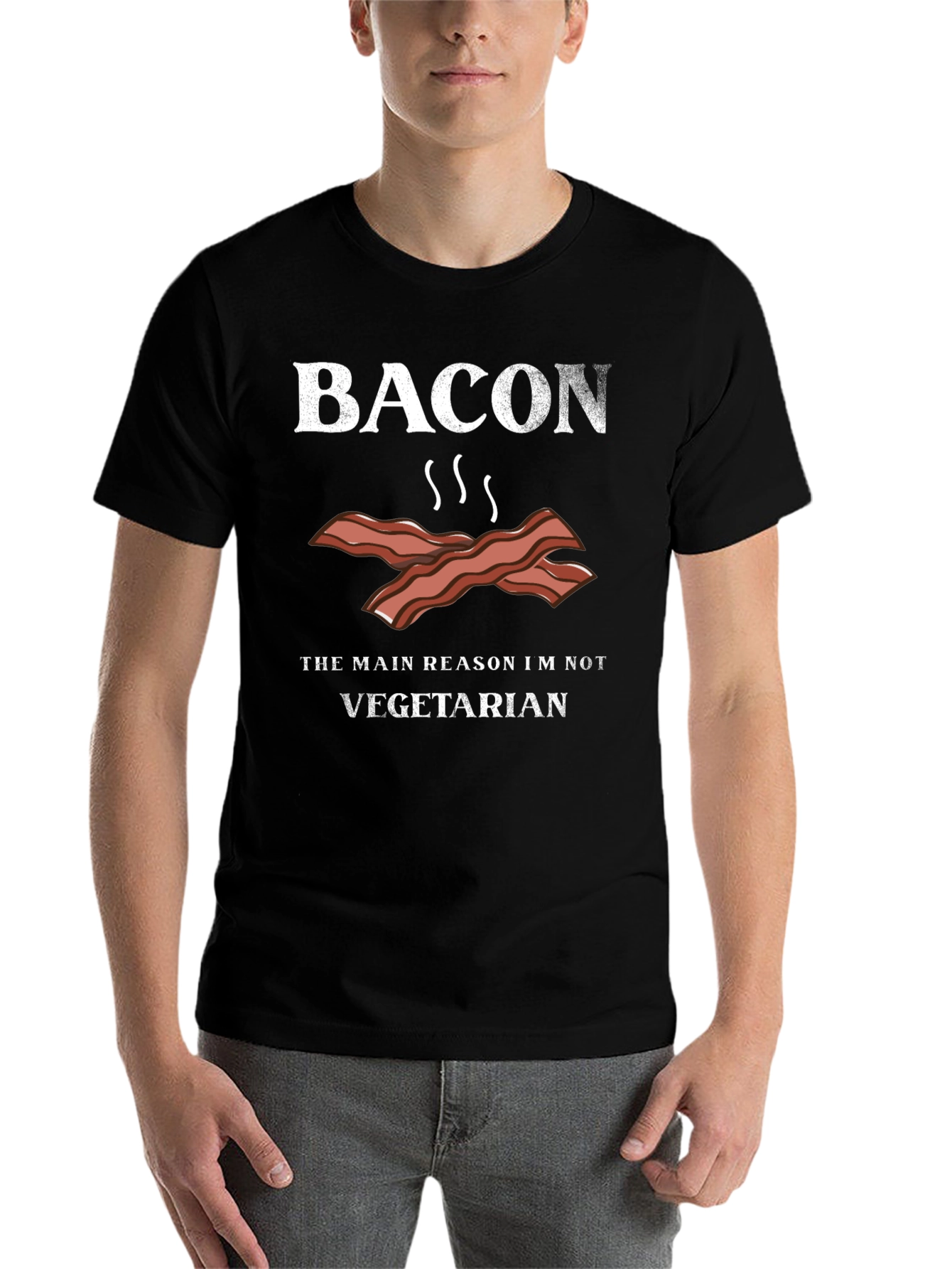 Black Bacon Lover T-Shirt: The Main Reason I'm Not Vegetarian view 7