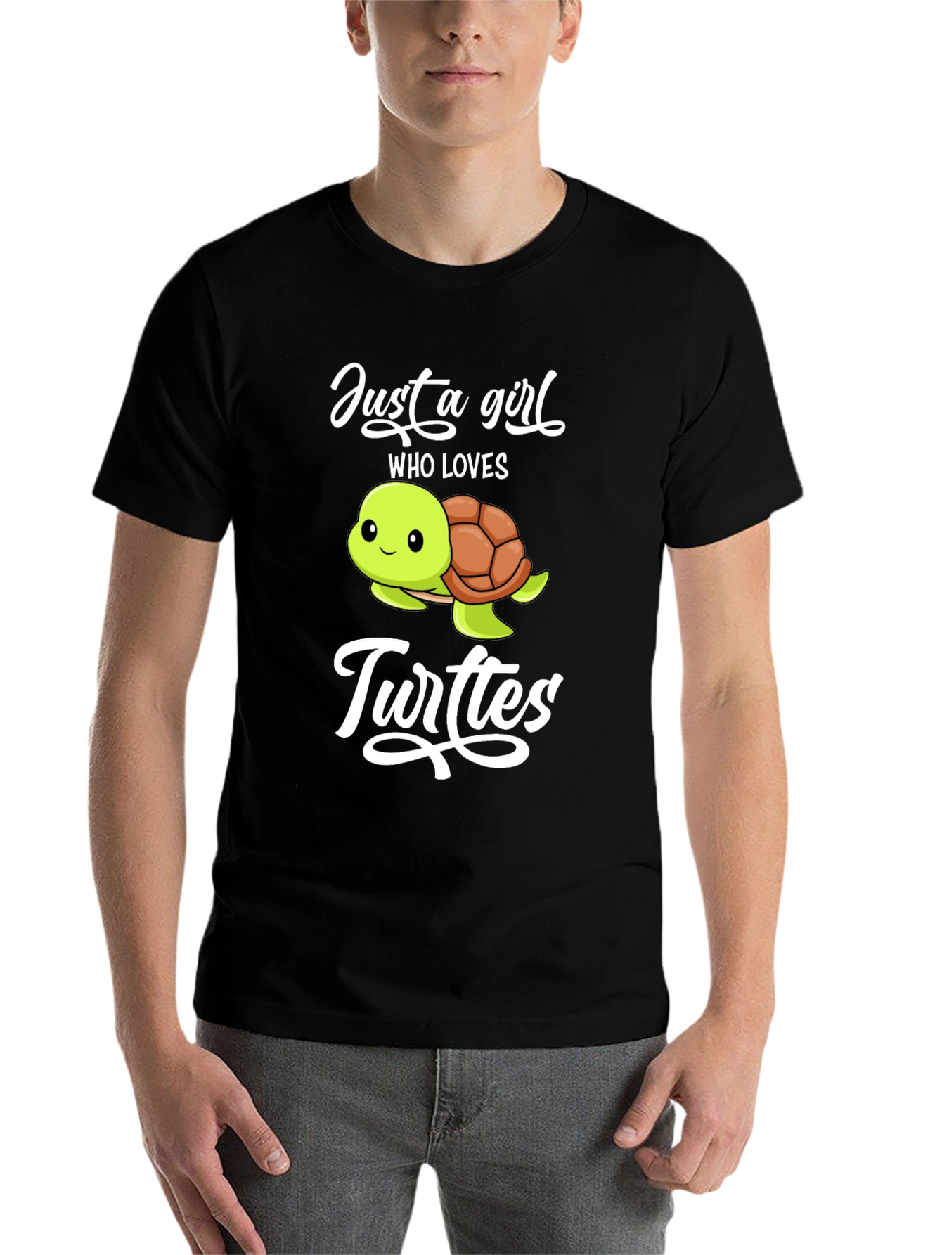 Black Just A Girl Who Loves Turtles Graphic T-Shirt view 7