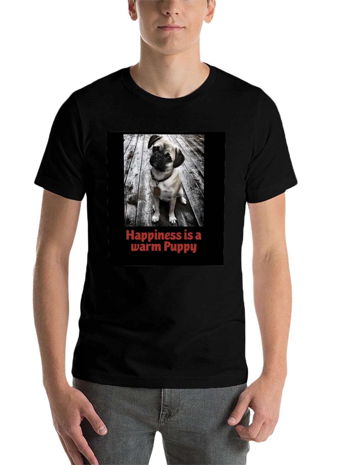 Black Happiness is a Warm Puppy T-Shirt view 7