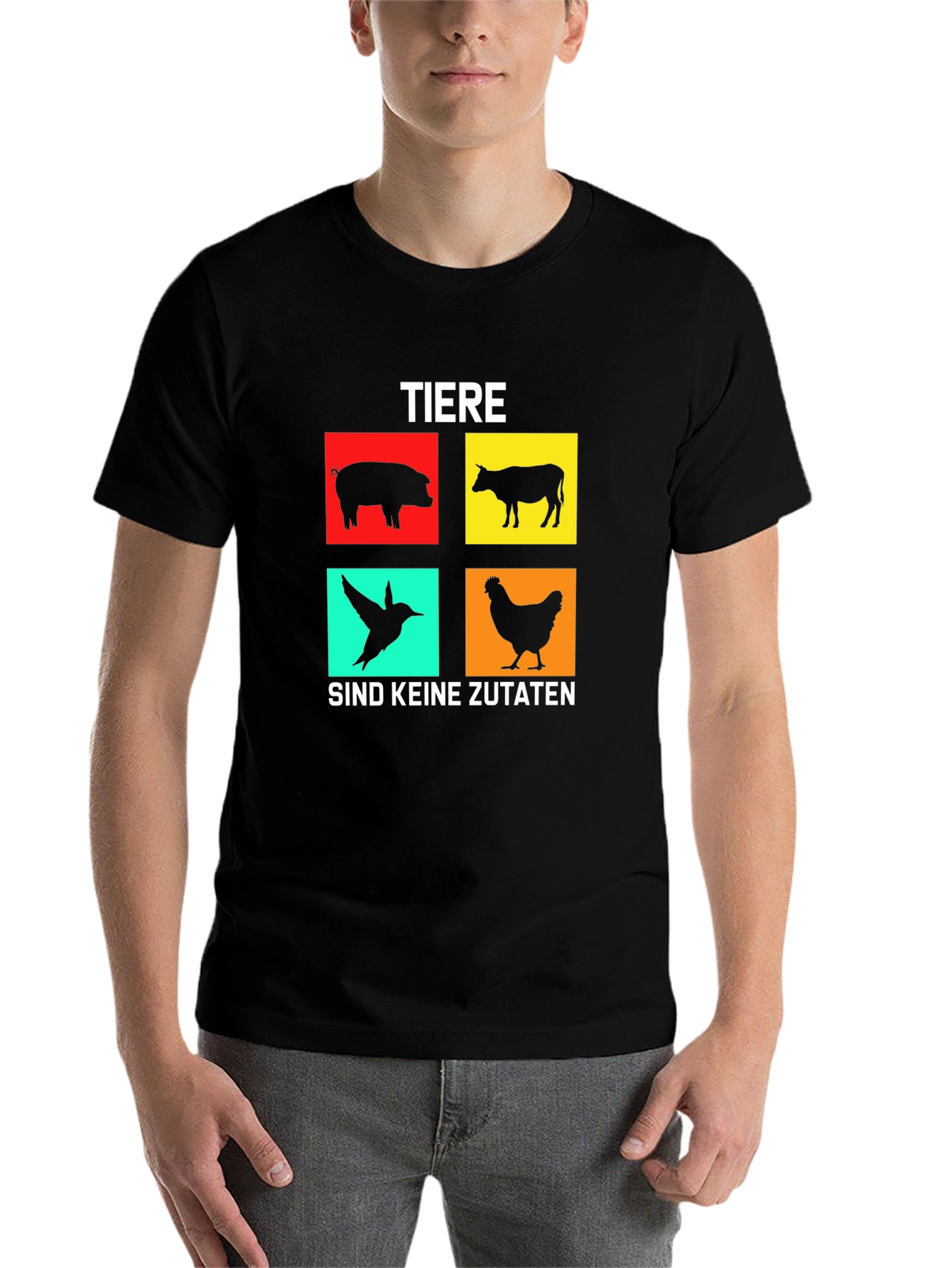 Black Vegan T-Shirt: Tiere Sind Keine Zutaten view 7
