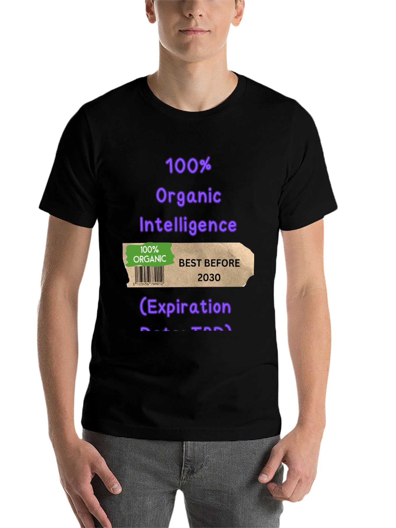 Black Organic Intelligence T-Shirt view 7