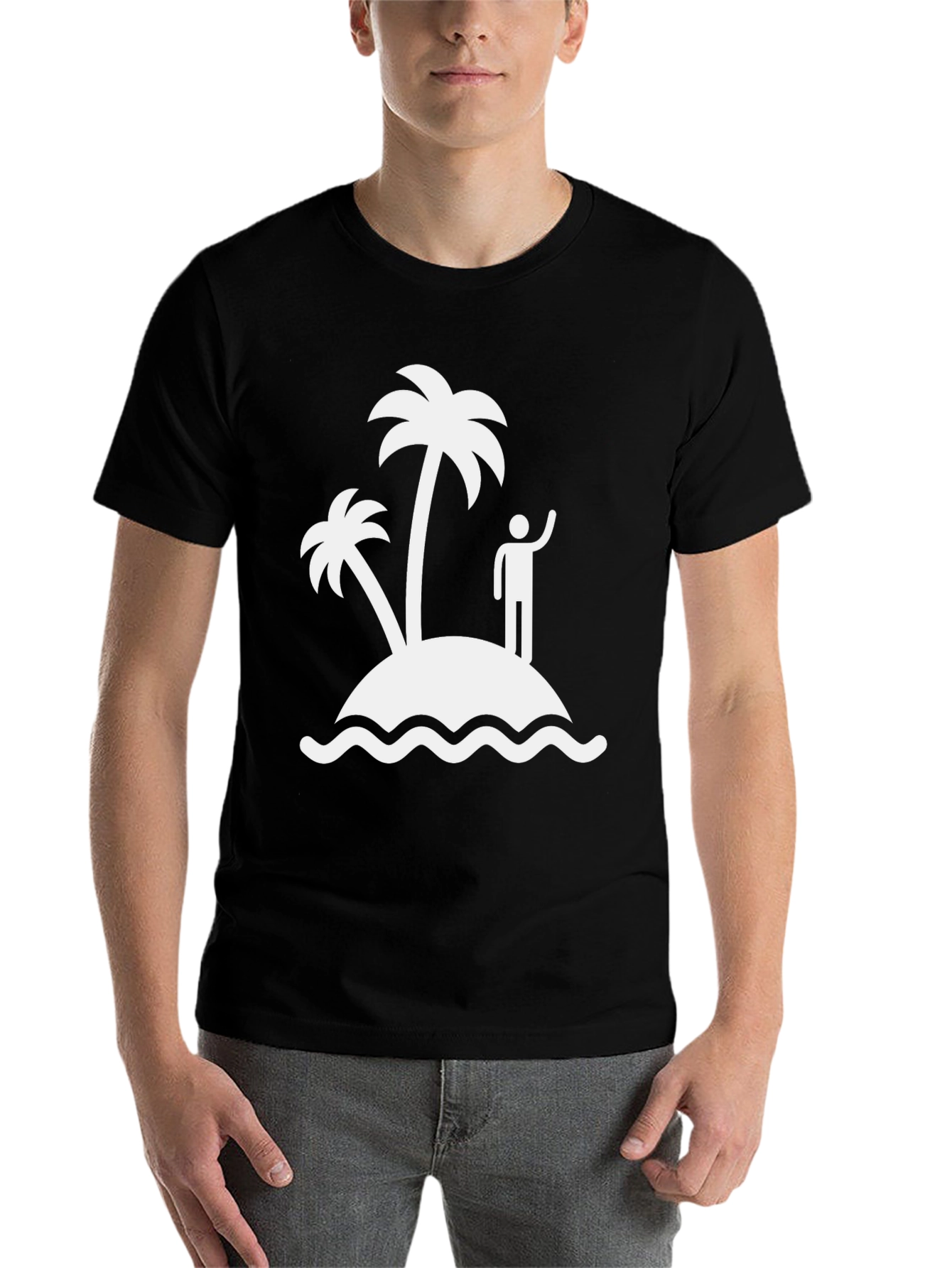 Black Island Life Tee - Tropical Palm Tree Graphic T-Shirt view 7