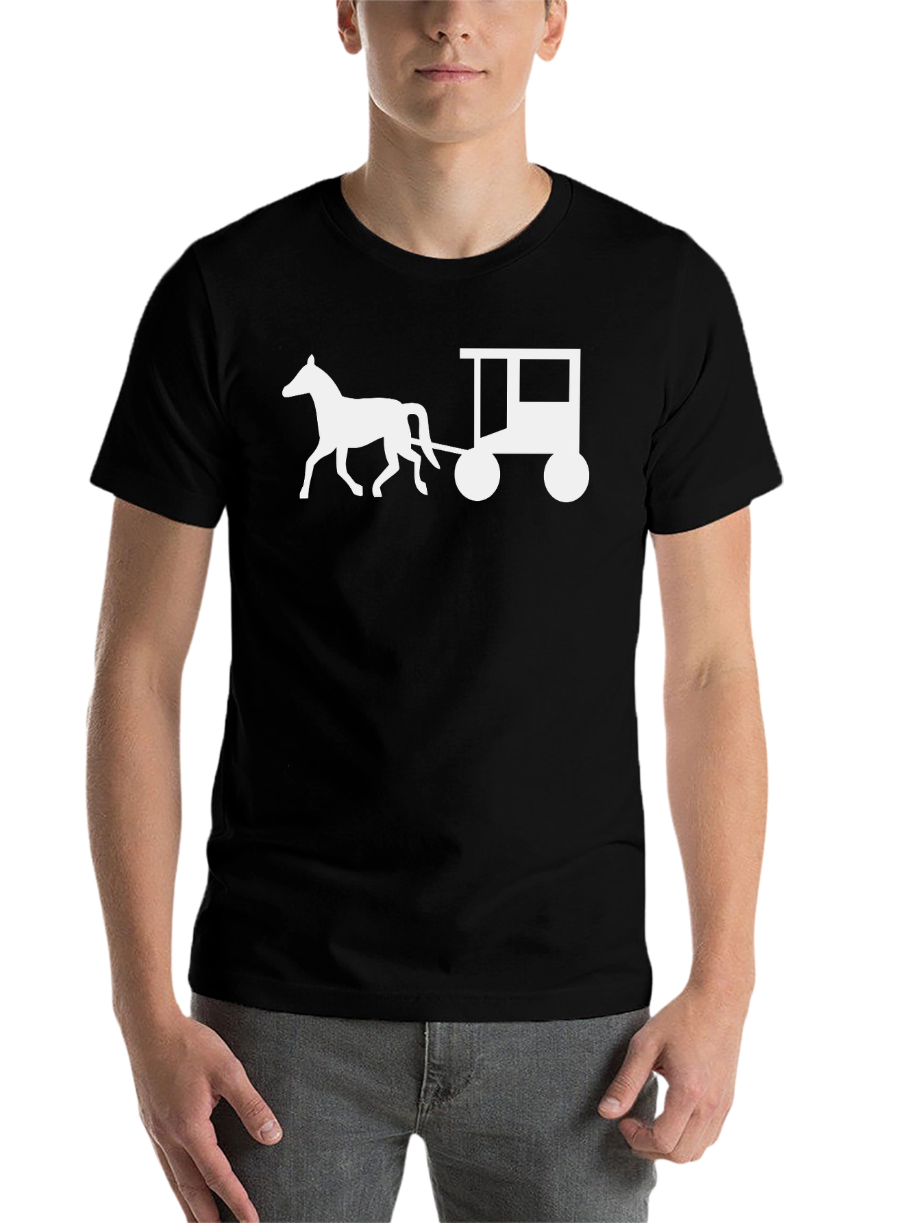 Black Horse and Cart Graphic Tee - Black view 7