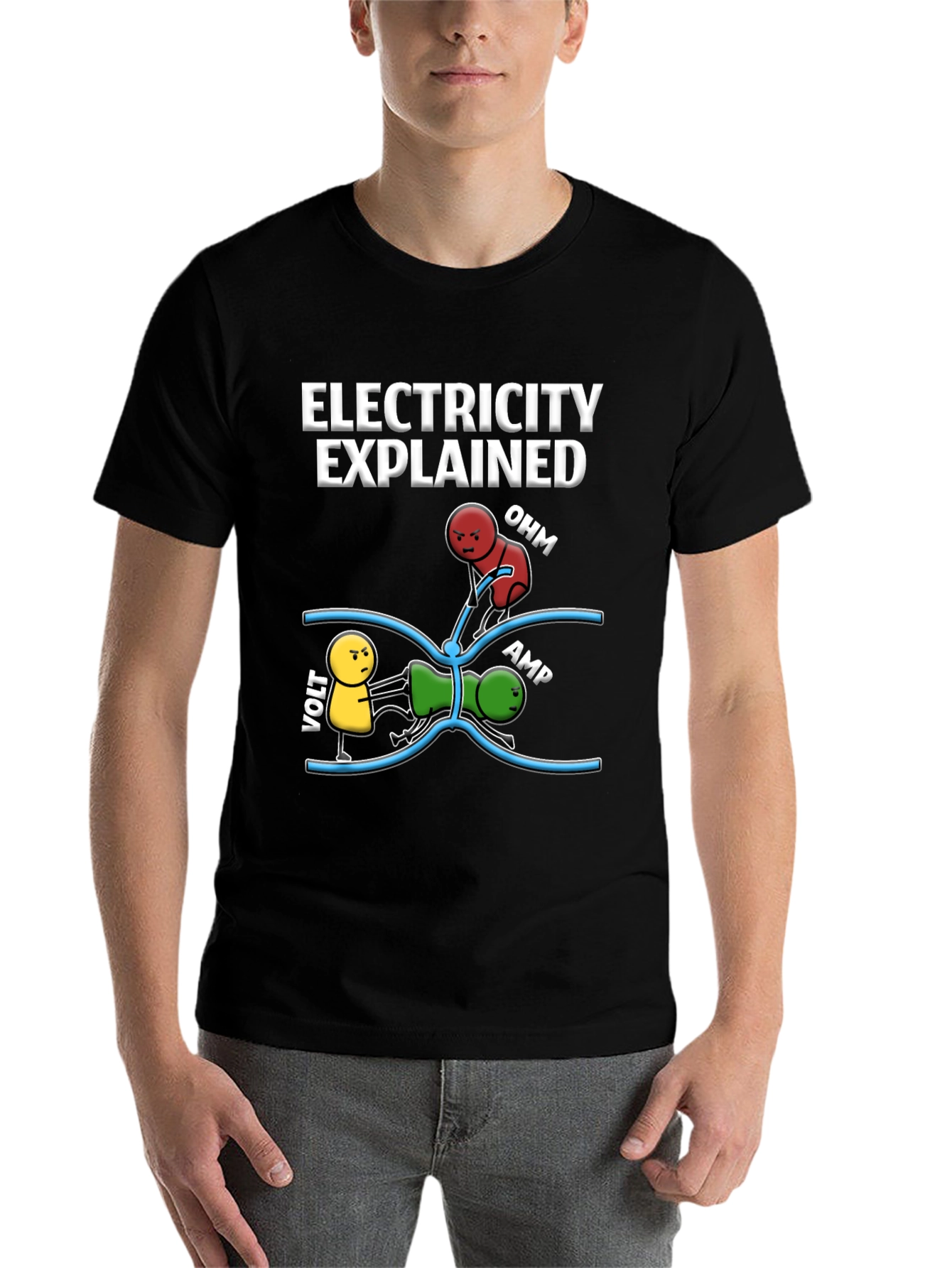 Black Electricity Explained Black Graphic T-Shirt view 7