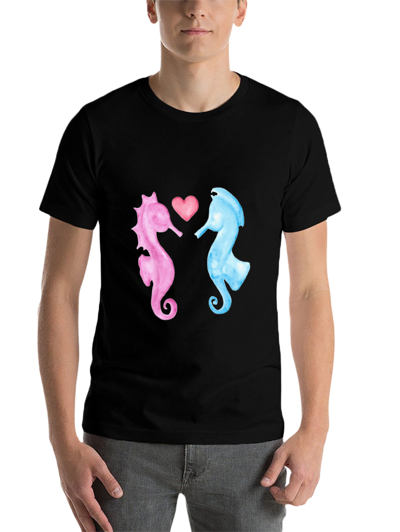 Black Sea Horse Love T-Shirt view 7