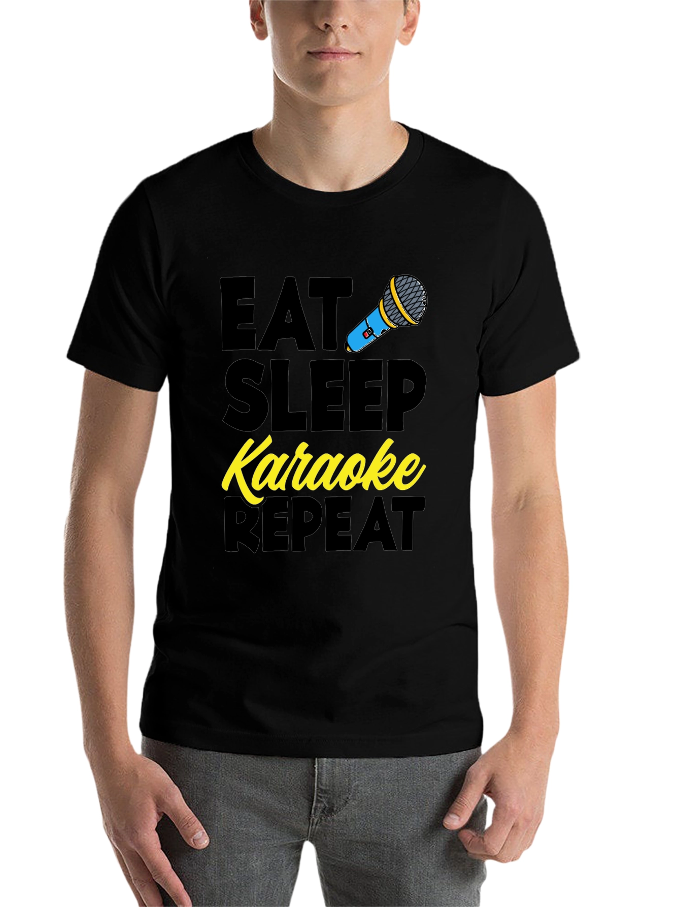 Black Eat Sleep Karaoke Repeat Graphic Tee view 7