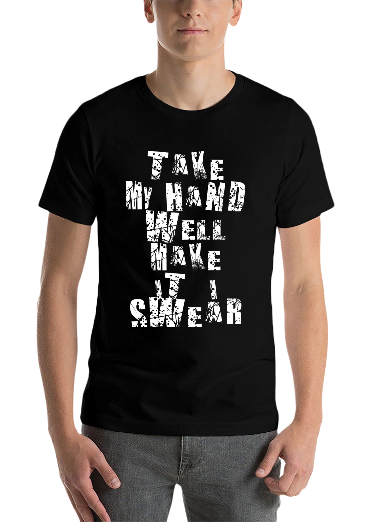Black Take My Hand Graphic Tee - Stylish Black T-Shirt view 7