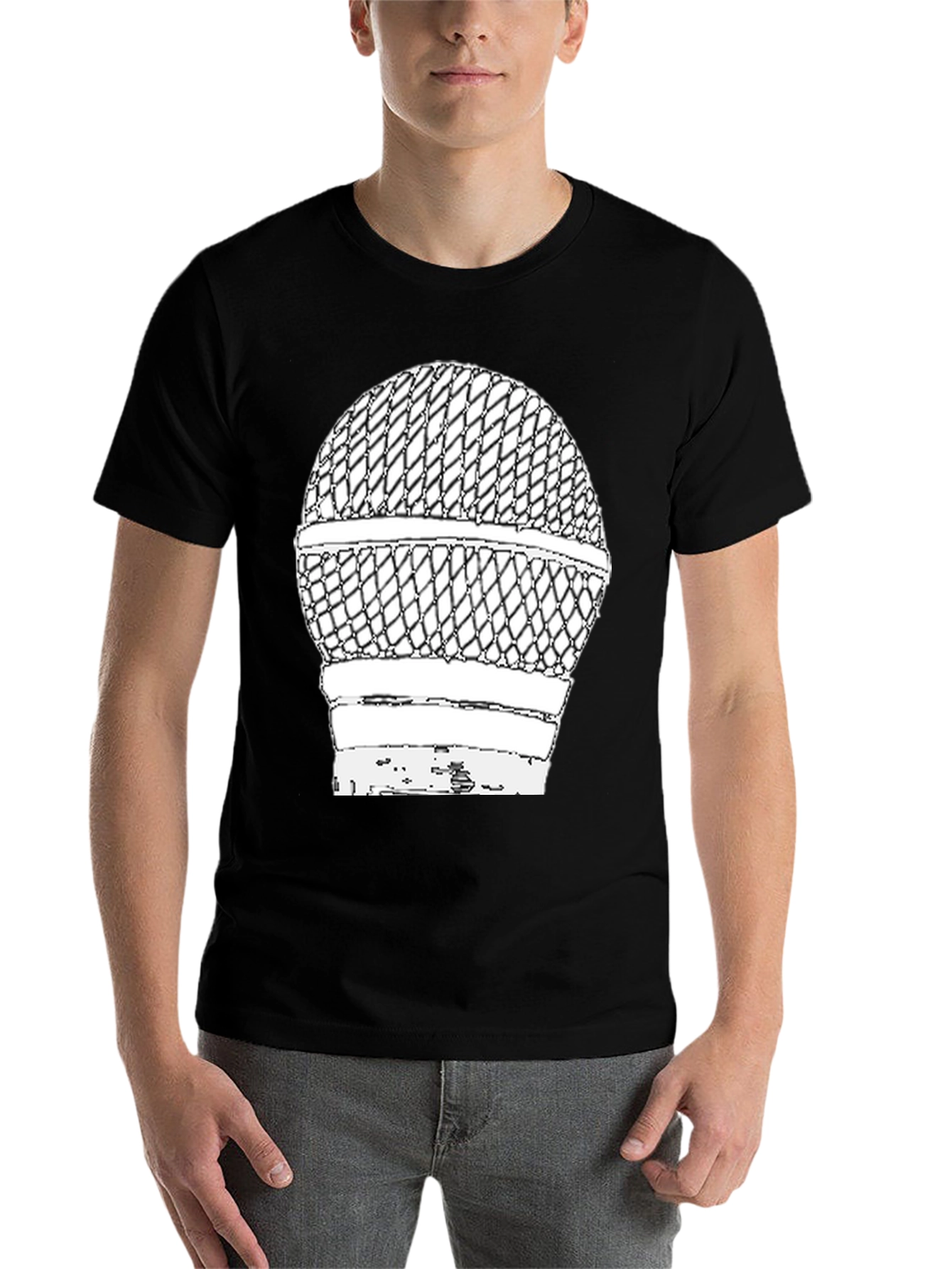 Black Vintage Microphone Graphic T-Shirt view 7