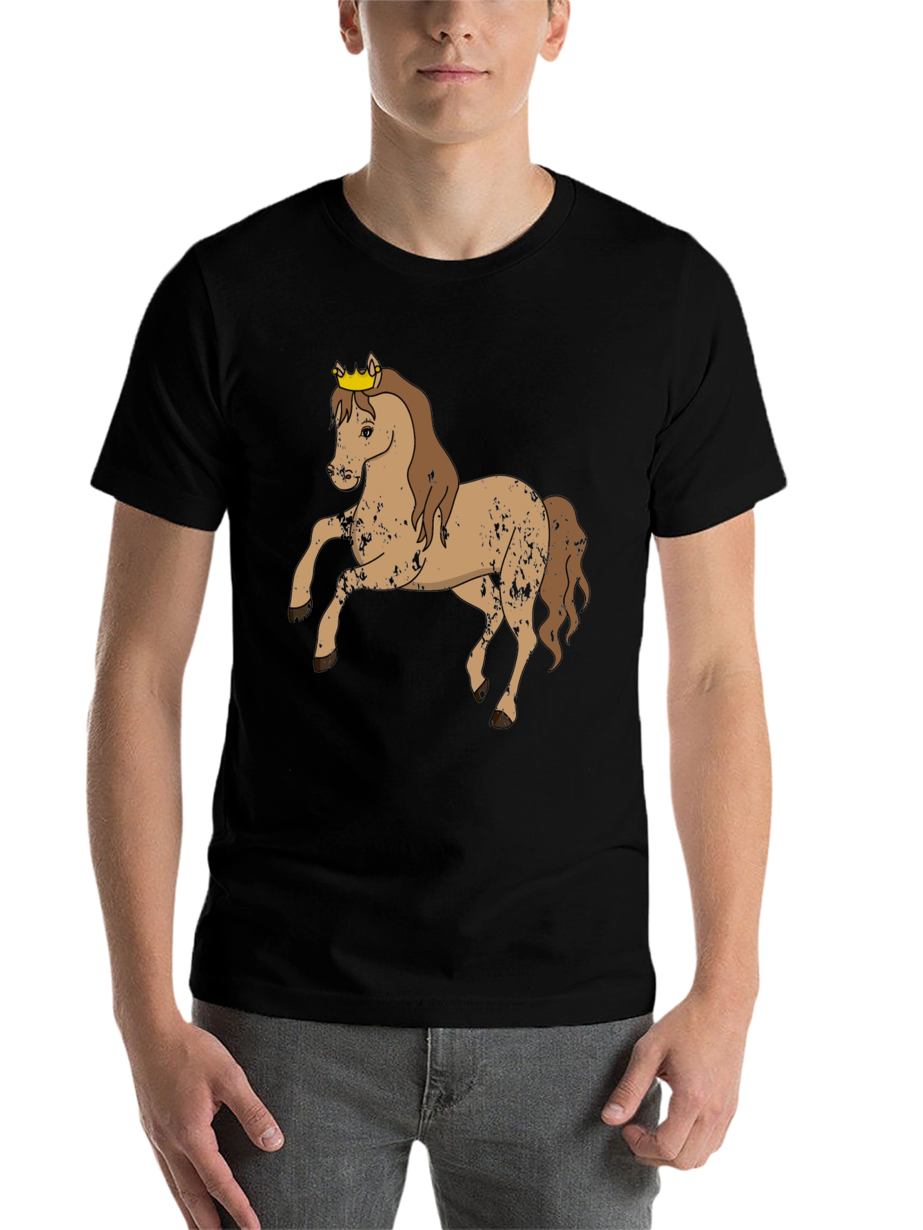 Black Horse Wearing Crown Graphic Tee view 7