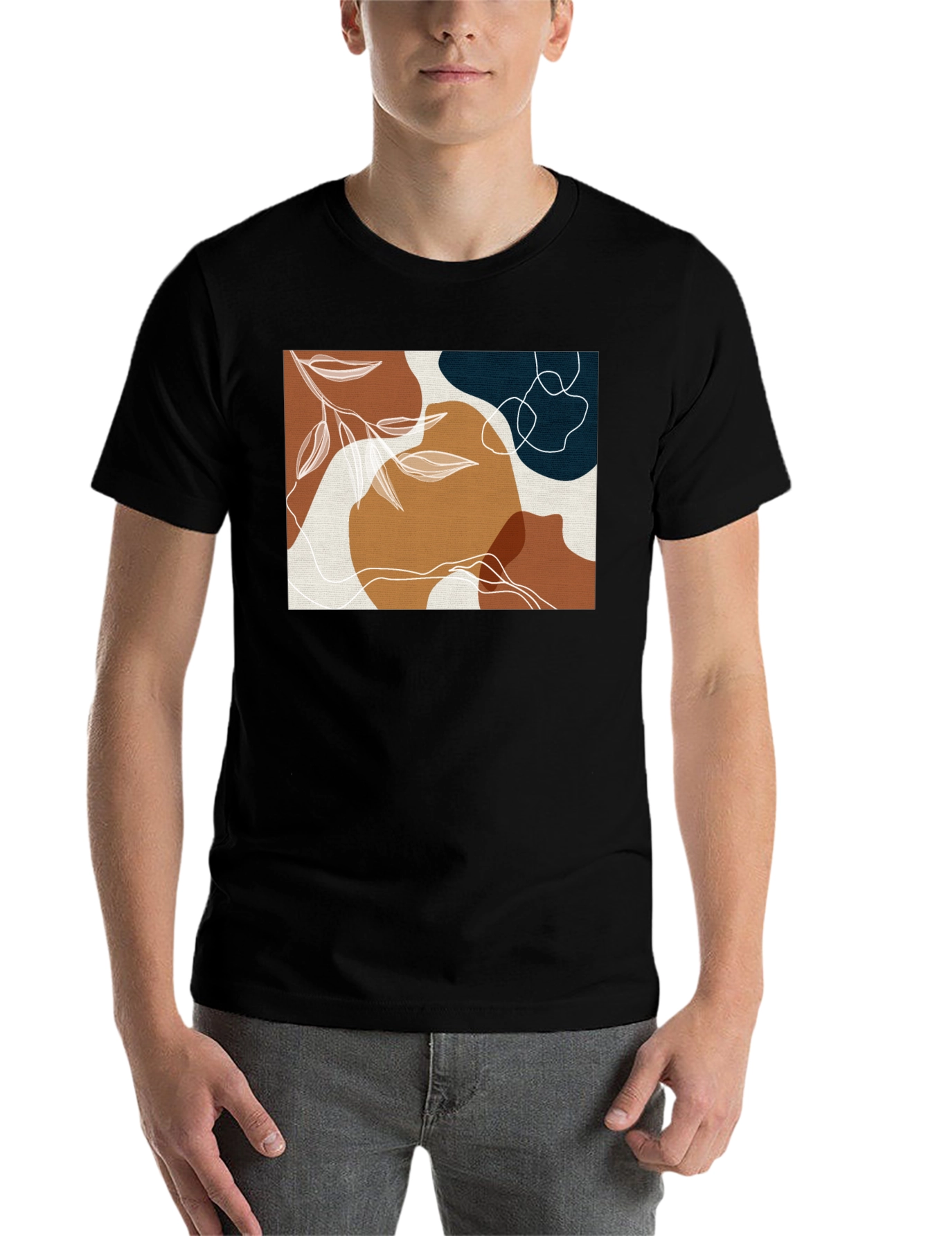 Black Abstract Art Graphic Tee - Modern Design view 7
