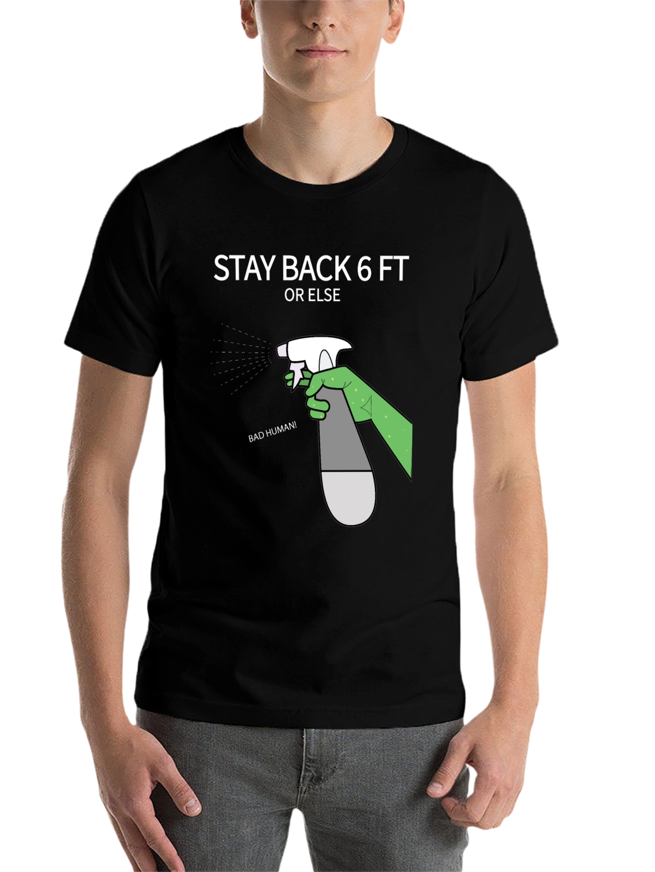 Black Stay Back 6ft Novelty Graphic T-Shirt view 7
