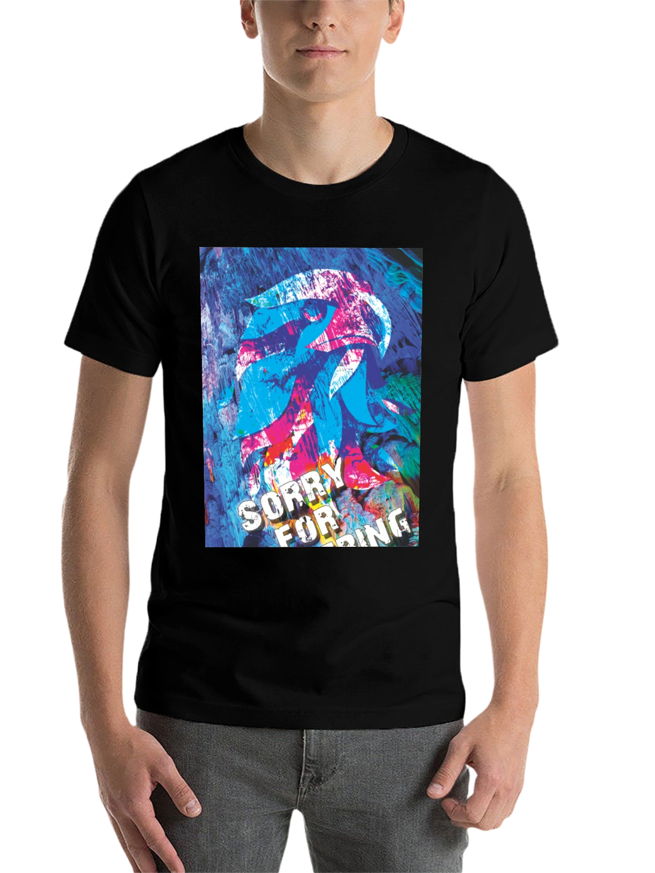Black Abstract Graphic Tee - Sorry For Being Awesome view 7