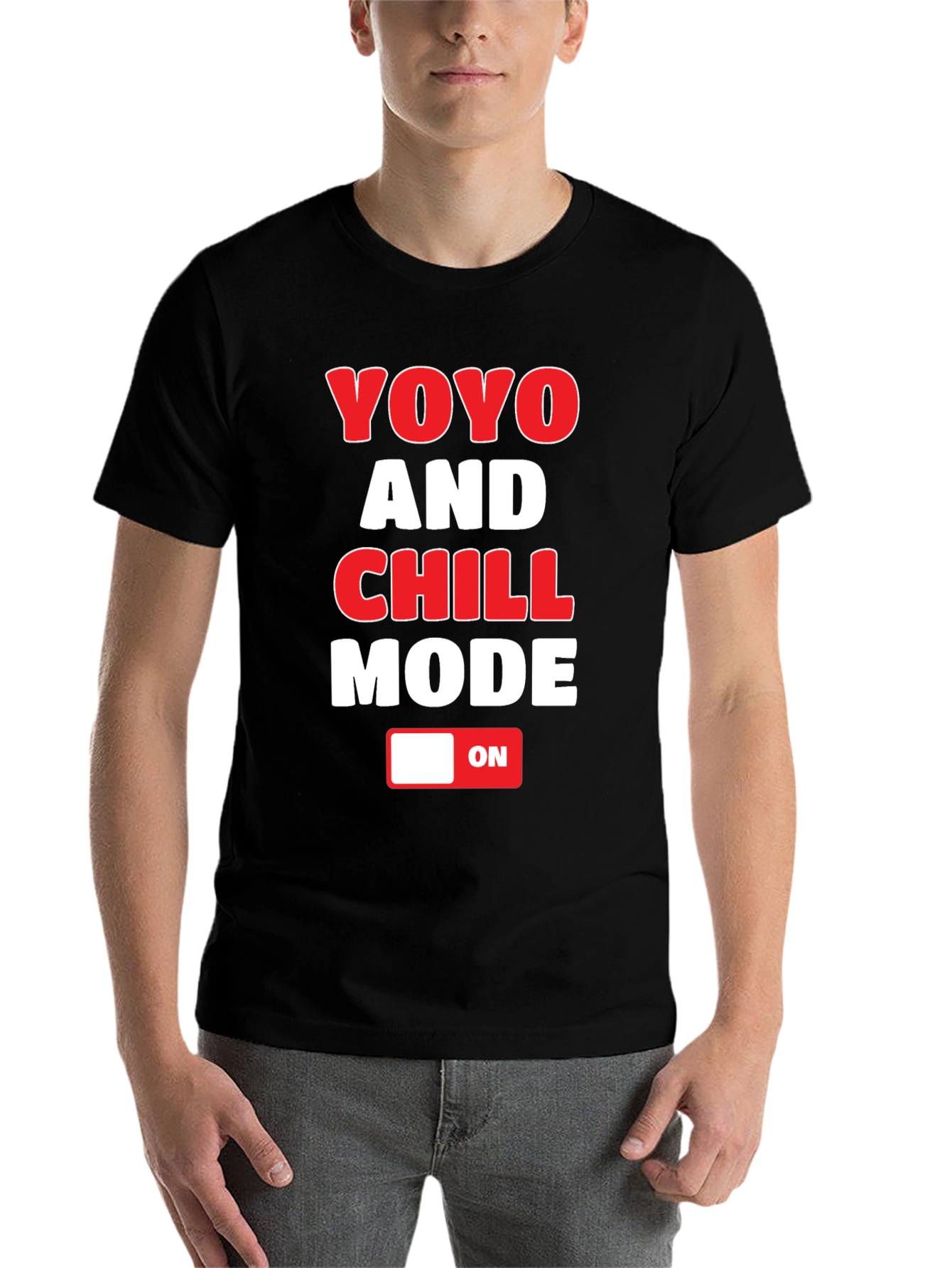 Black YOYO and CHILL Mode T-Shirt - Novelty Graphic Tee view 7