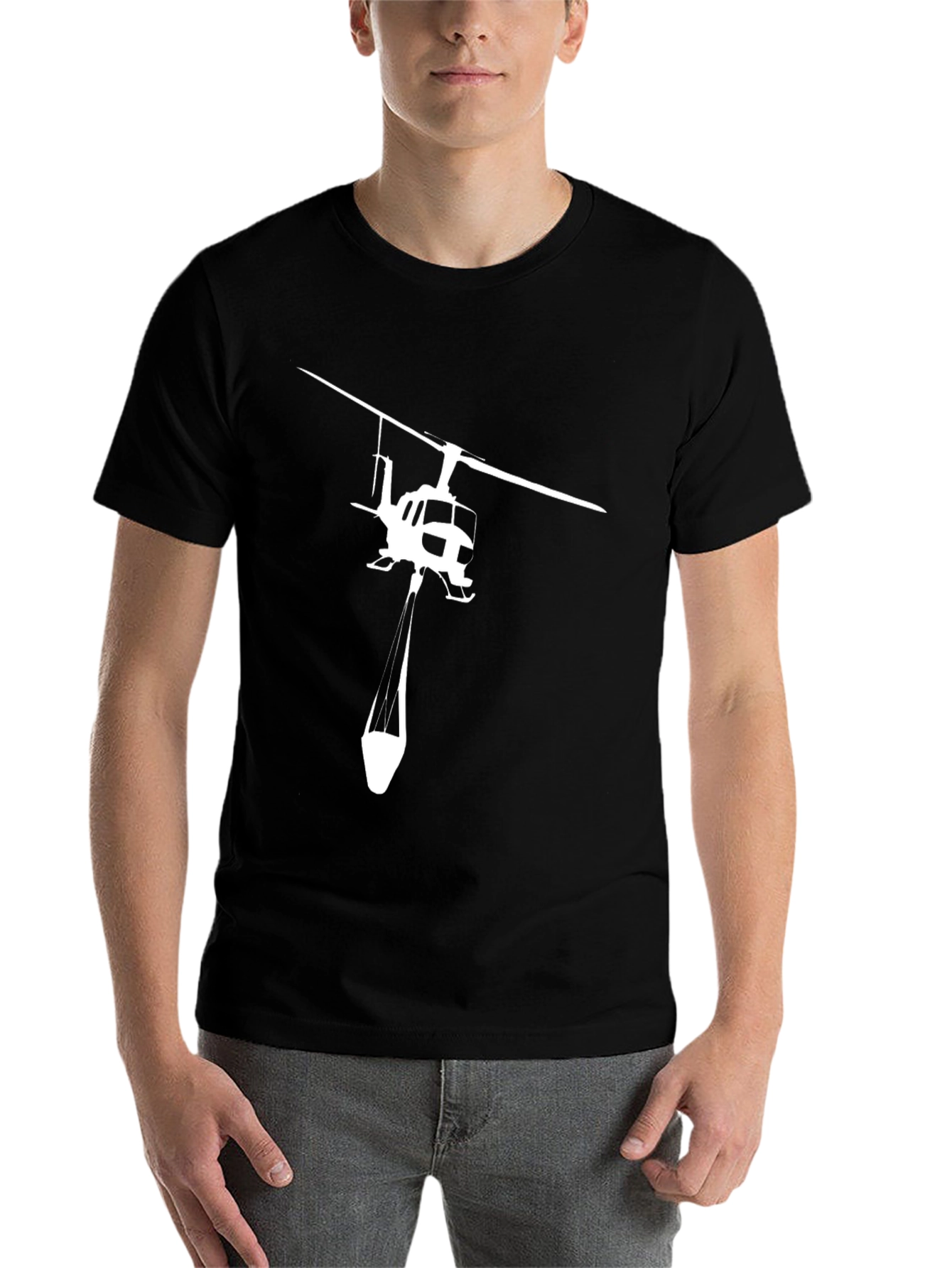 Black Helicopter Graphic T-Shirt - Black Cotton Tee view 7